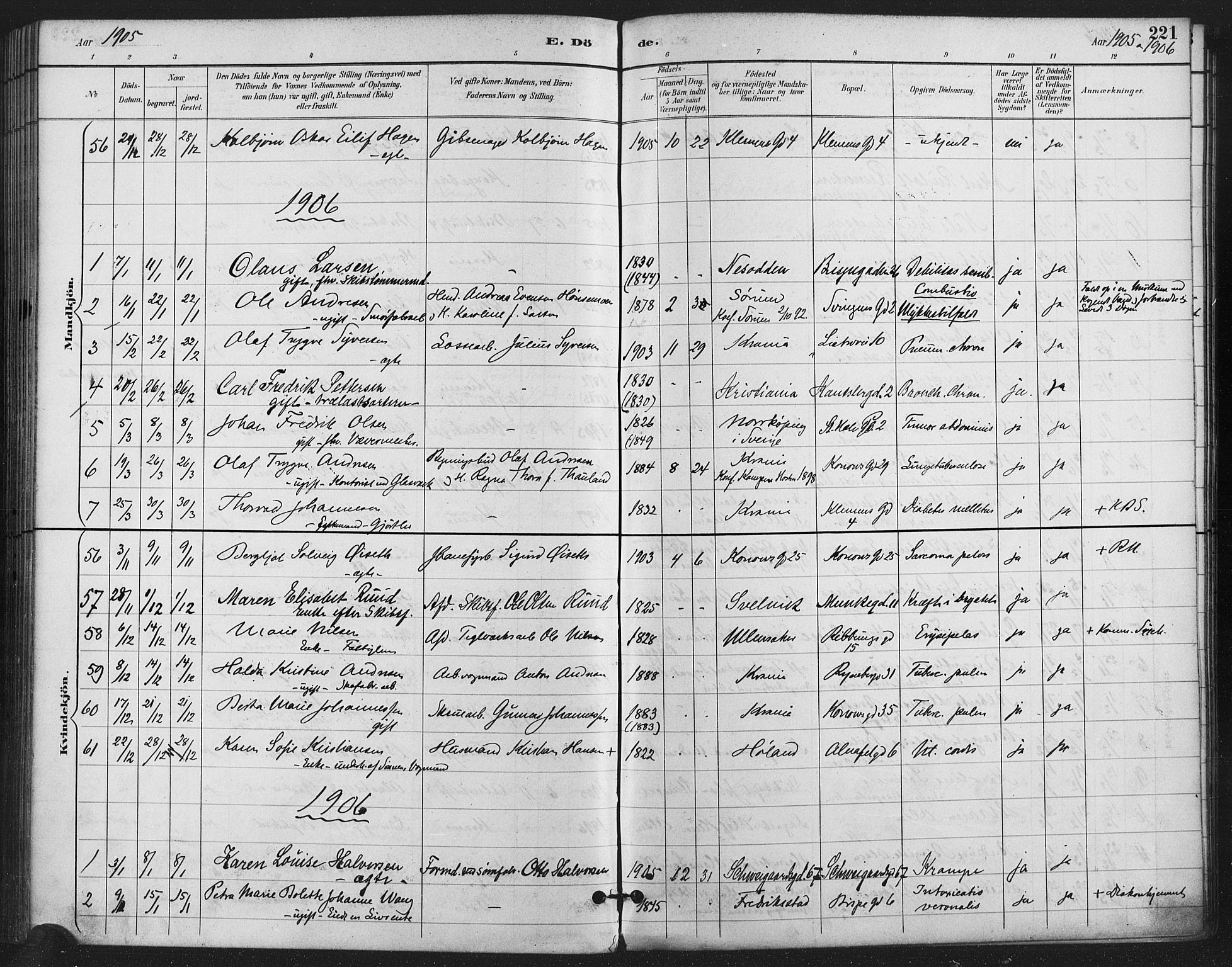 Gamlebyen prestekontor Kirkebøker, SAO/A-10884/F/Fa/L0009: Parish register (official) no. 9, 1888-1909, p. 221