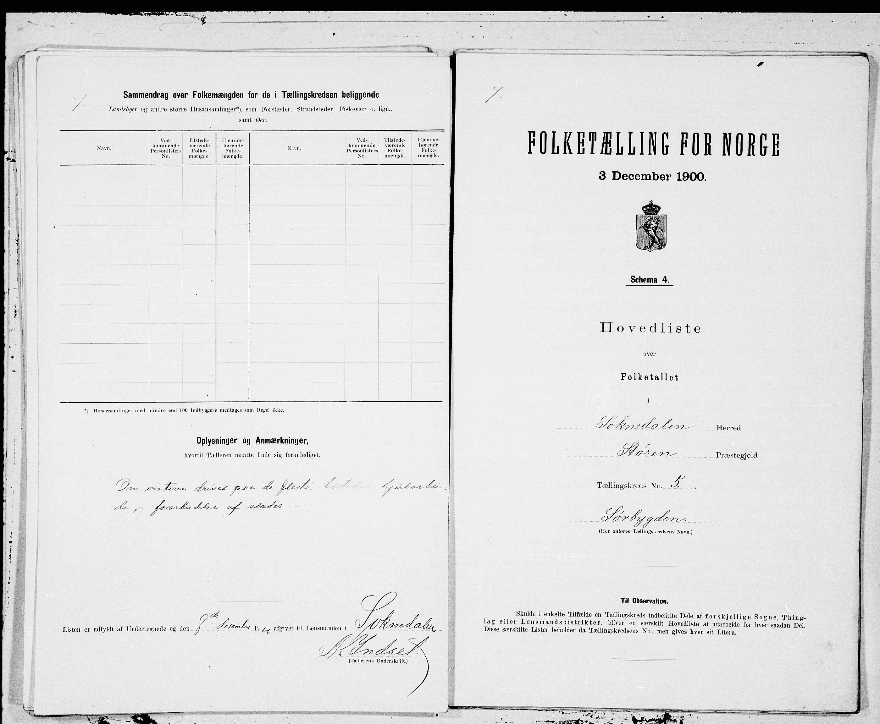 SAT, 1900 census for Soknedal, 1900, p. 10