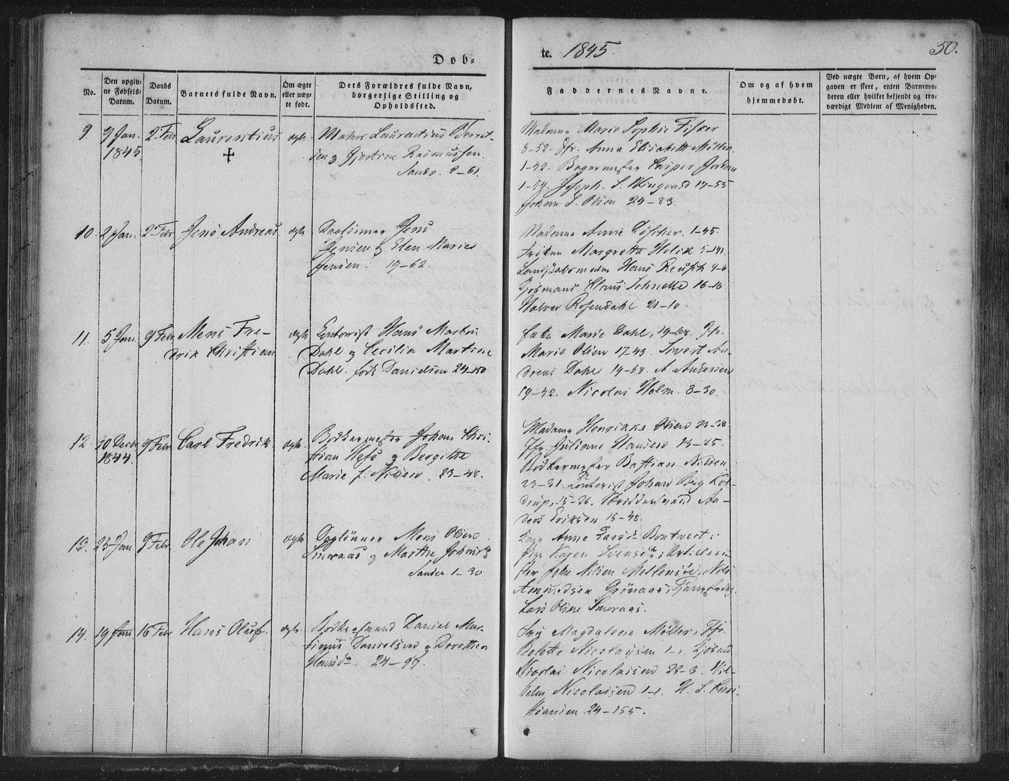 Korskirken sokneprestembete, SAB/A-76101/H/Haa/L0016: Parish register (official) no. B 2, 1841-1851, p. 50