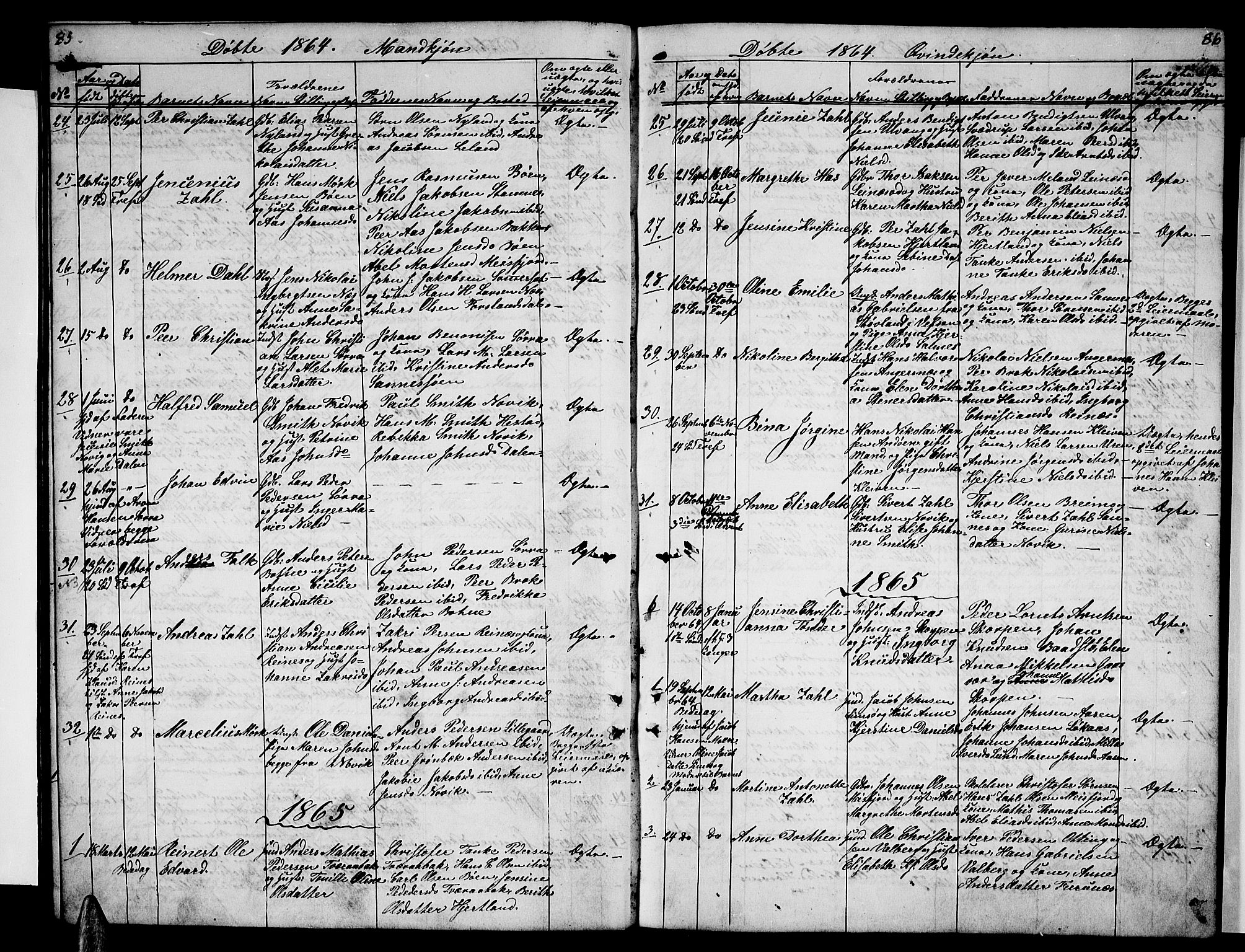 Ministerialprotokoller, klokkerbøker og fødselsregistre - Nordland, SAT/A-1459/831/L0475: Parish register (copy) no. 831C02, 1851-1865, p. 85-86