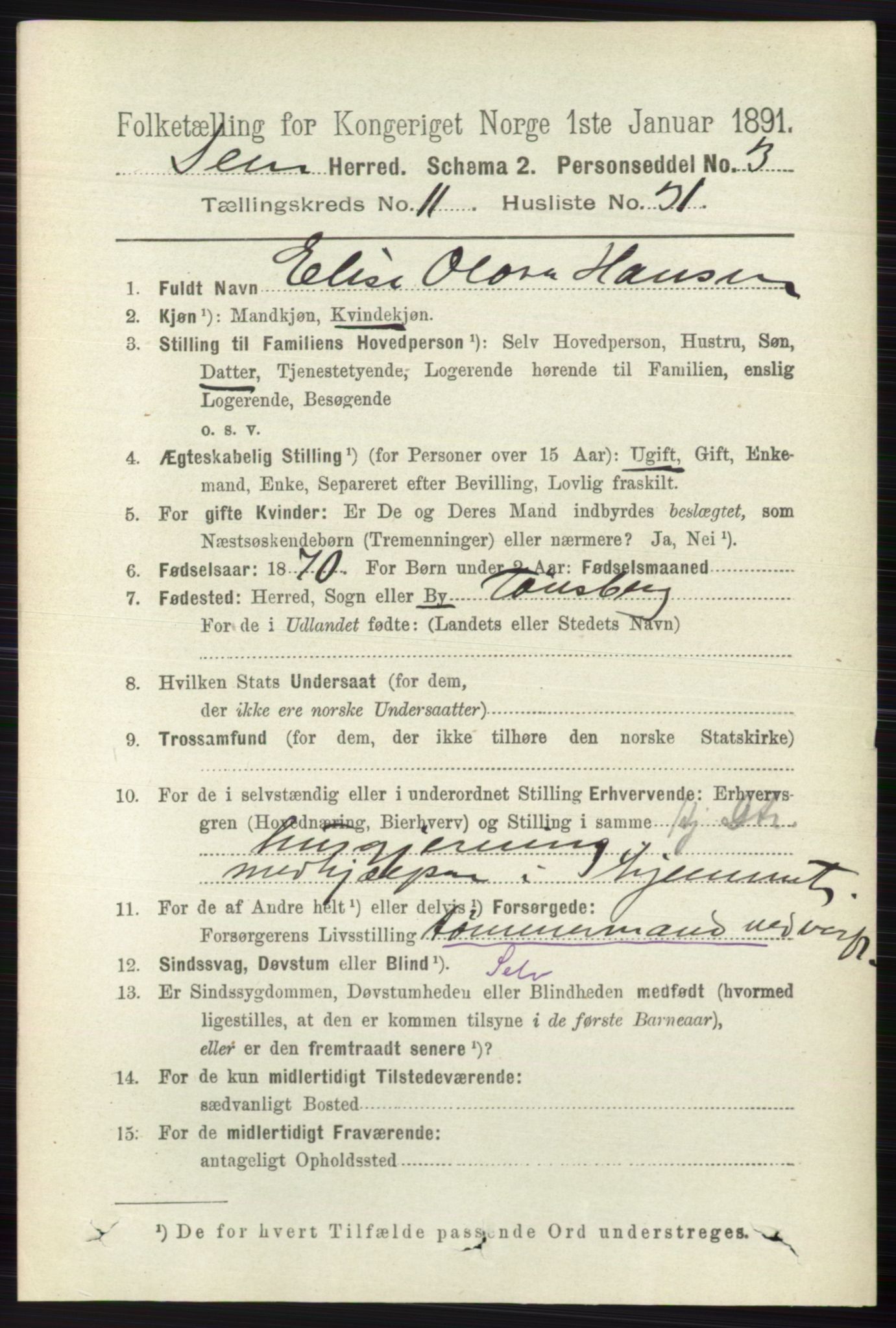 RA, 1891 census for 0721 Sem, 1891, p. 5661