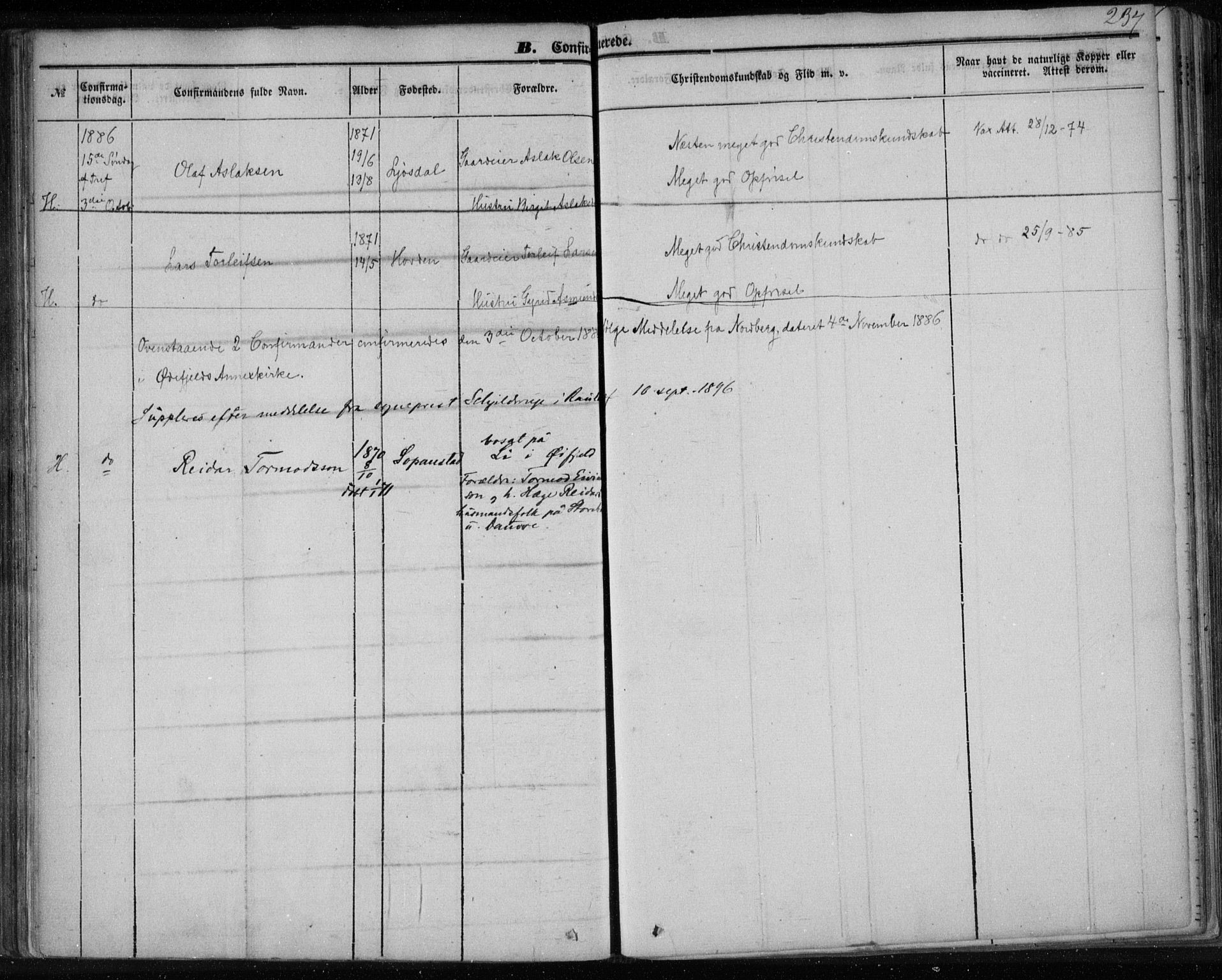 Lårdal kirkebøker, AV/SAKO-A-284/F/Fa/L0006: Parish register (official) no. I 6, 1861-1886, p. 237