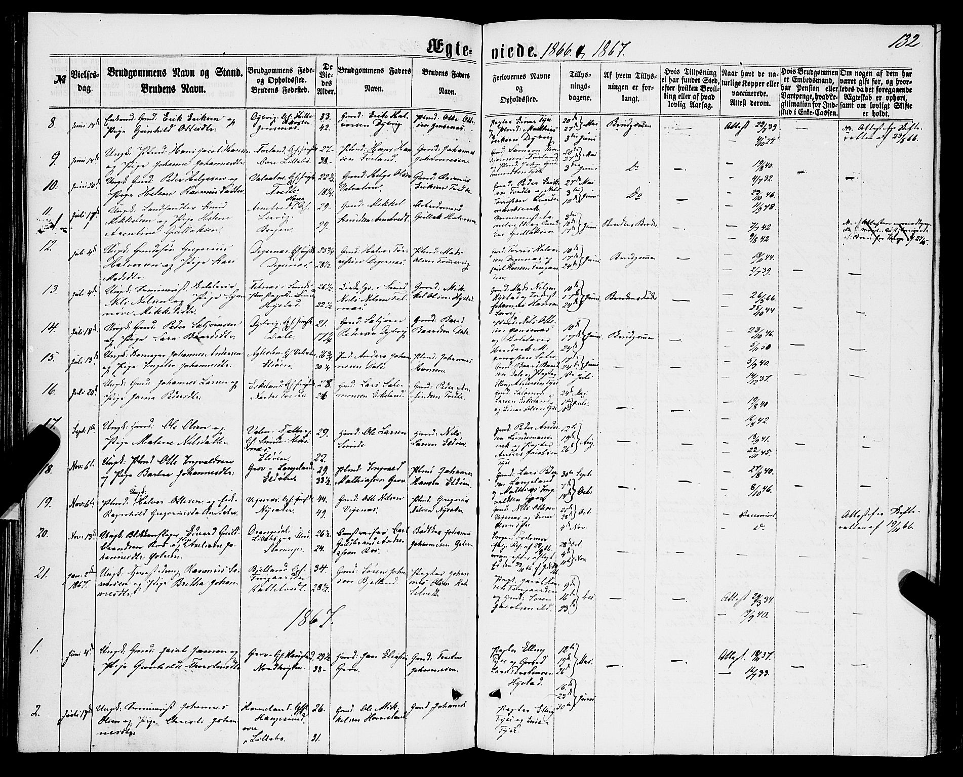 Stord sokneprestembete, AV/SAB-A-78201/H/Haa: Parish register (official) no. B 1, 1862-1877, p. 132