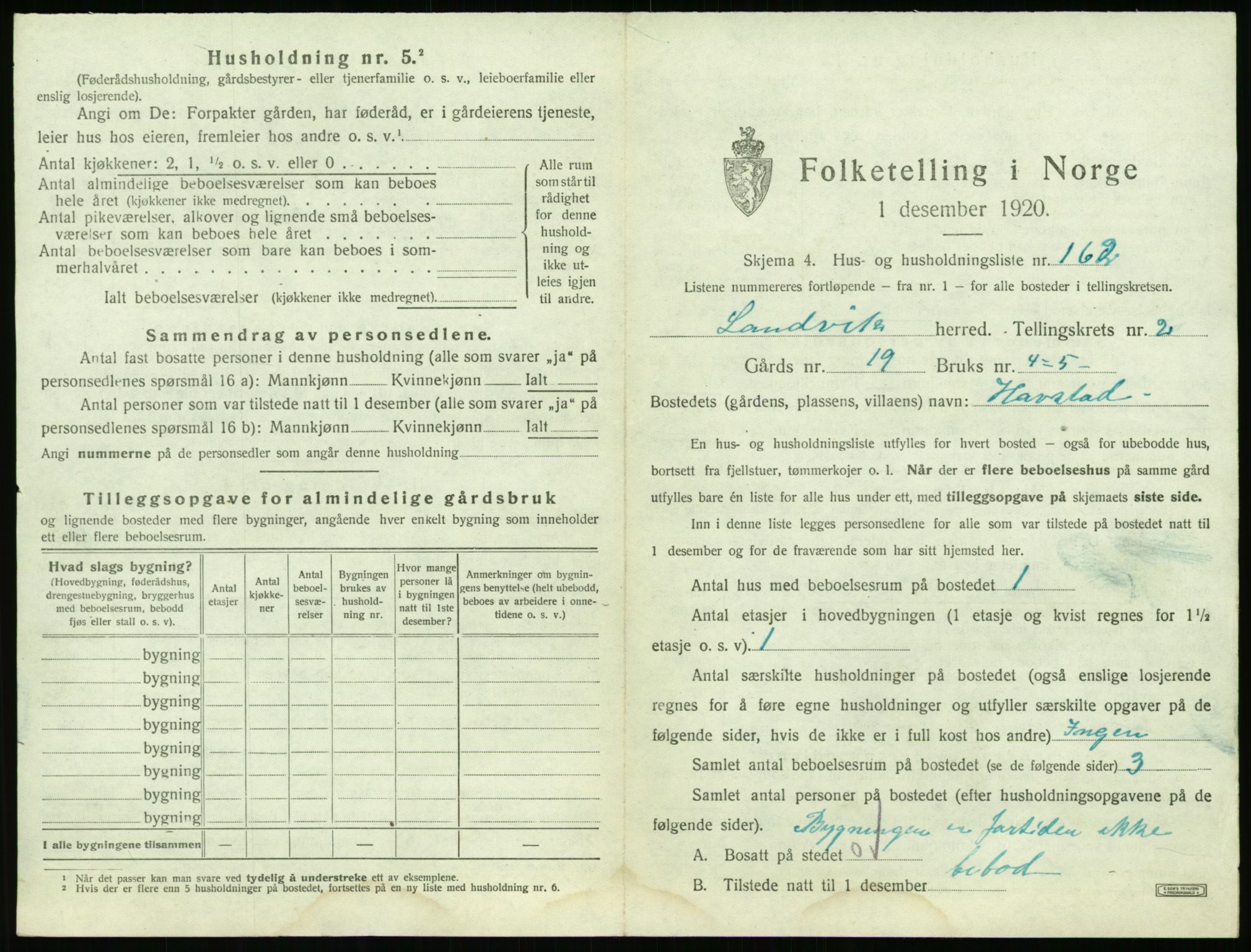 SAK, 1920 census for Landvik, 1920, p. 522