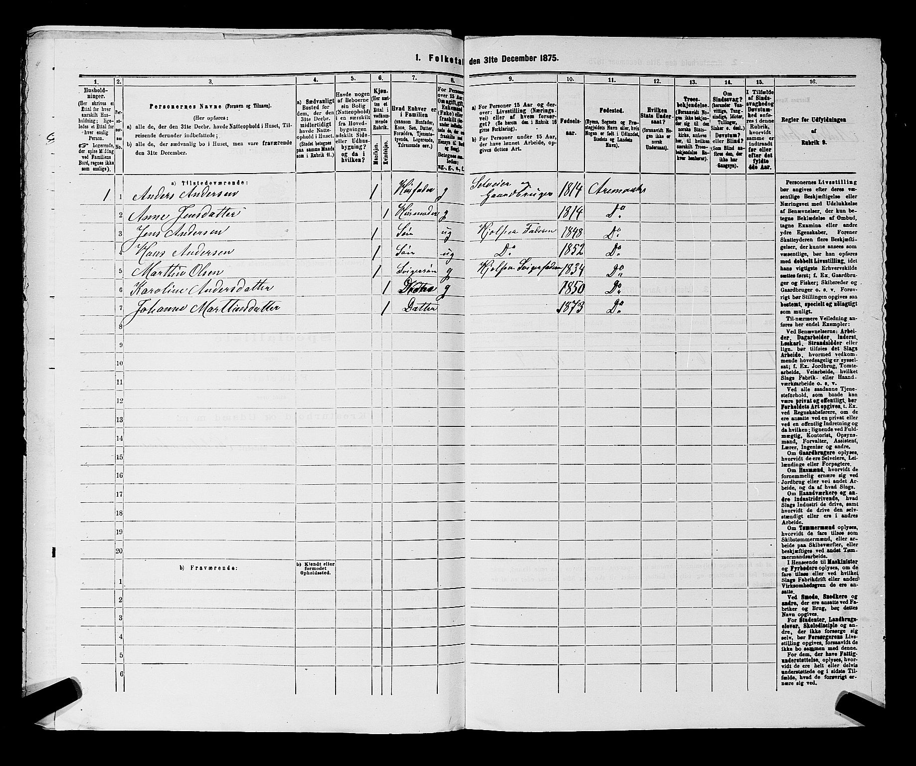 RA, 1875 census for 0118P Aremark, 1875, p. 826