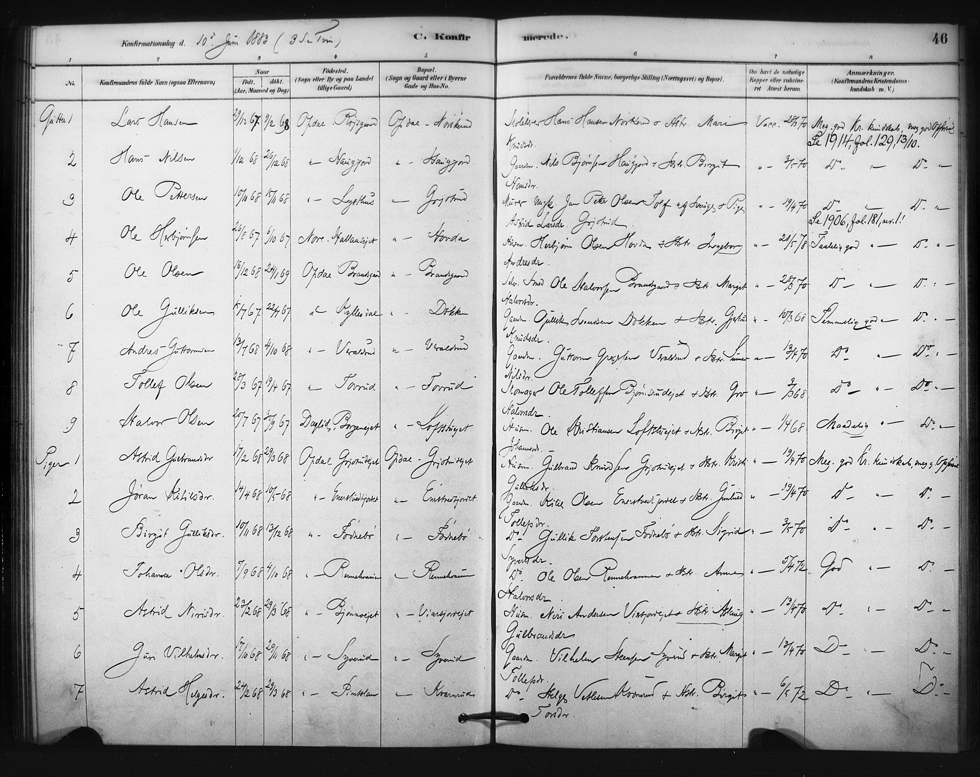 Nore kirkebøker, AV/SAKO-A-238/F/Fc/L0003: Parish register (official) no. III 3, 1878-1884, p. 46