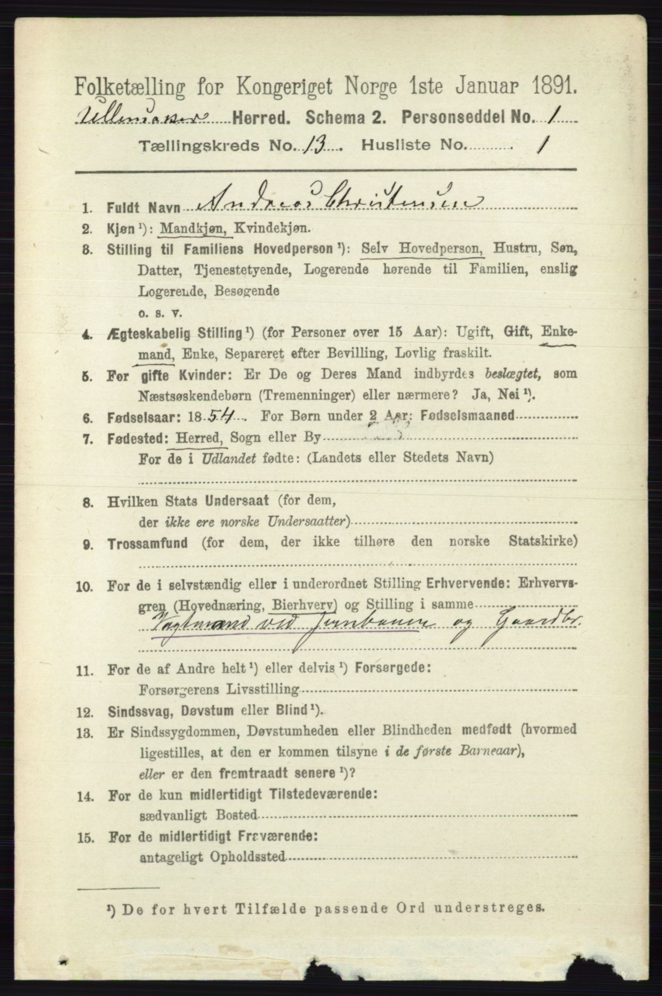 RA, 1891 census for 0235 Ullensaker, 1891, p. 5928