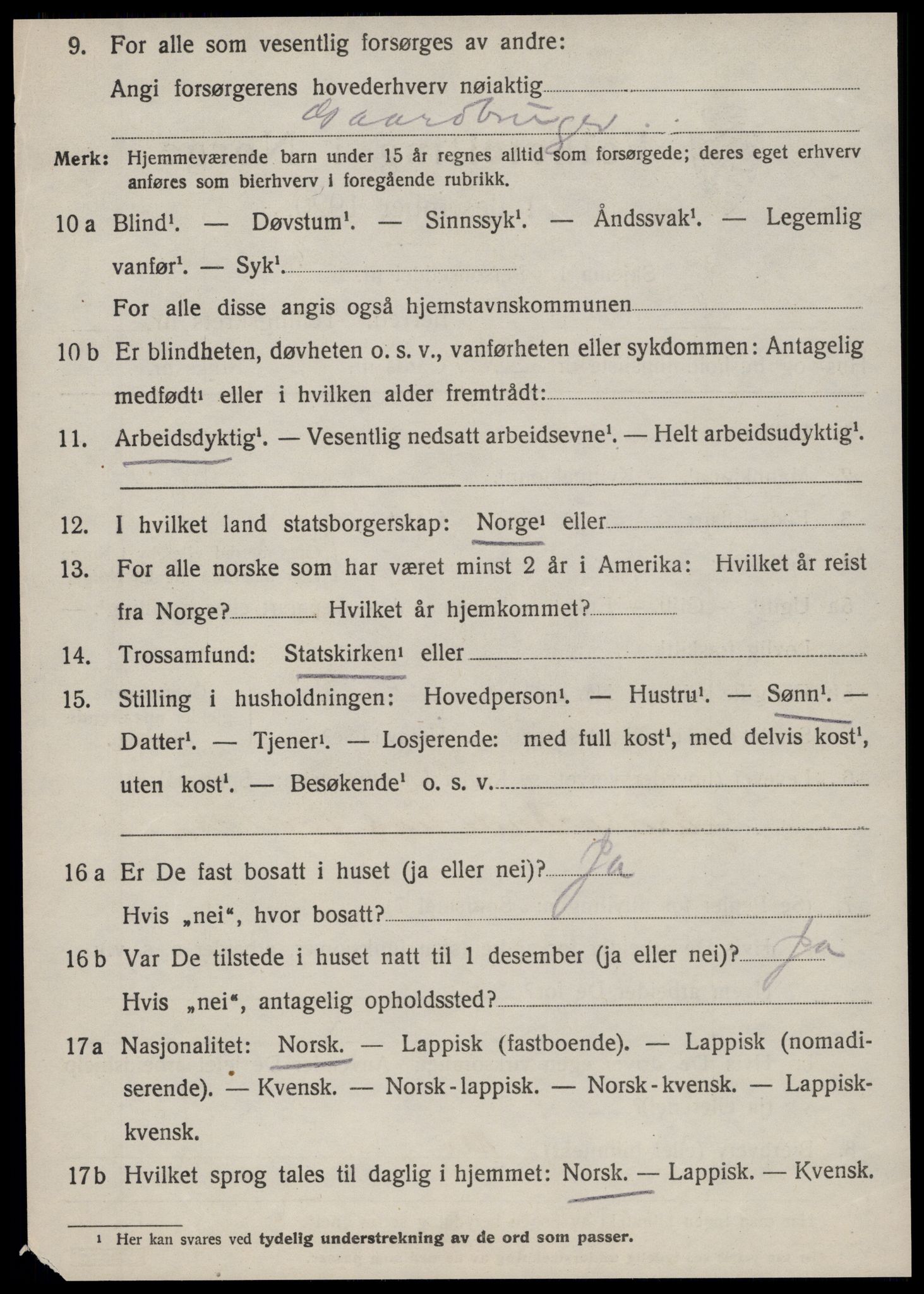 SAT, 1920 census for Hemne, 1920, p. 7279