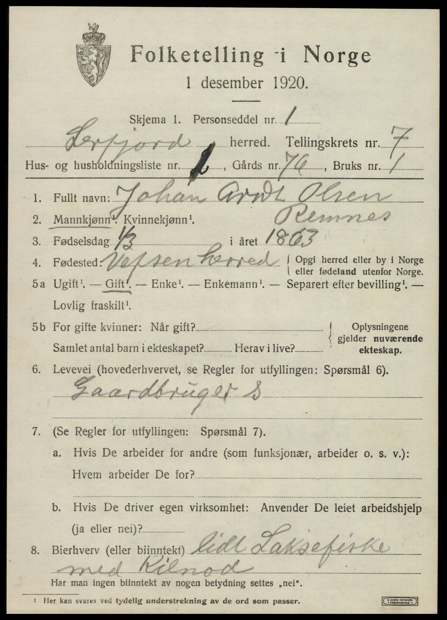 SAT, 1920 census for Leirfjord, 1920, p. 4361