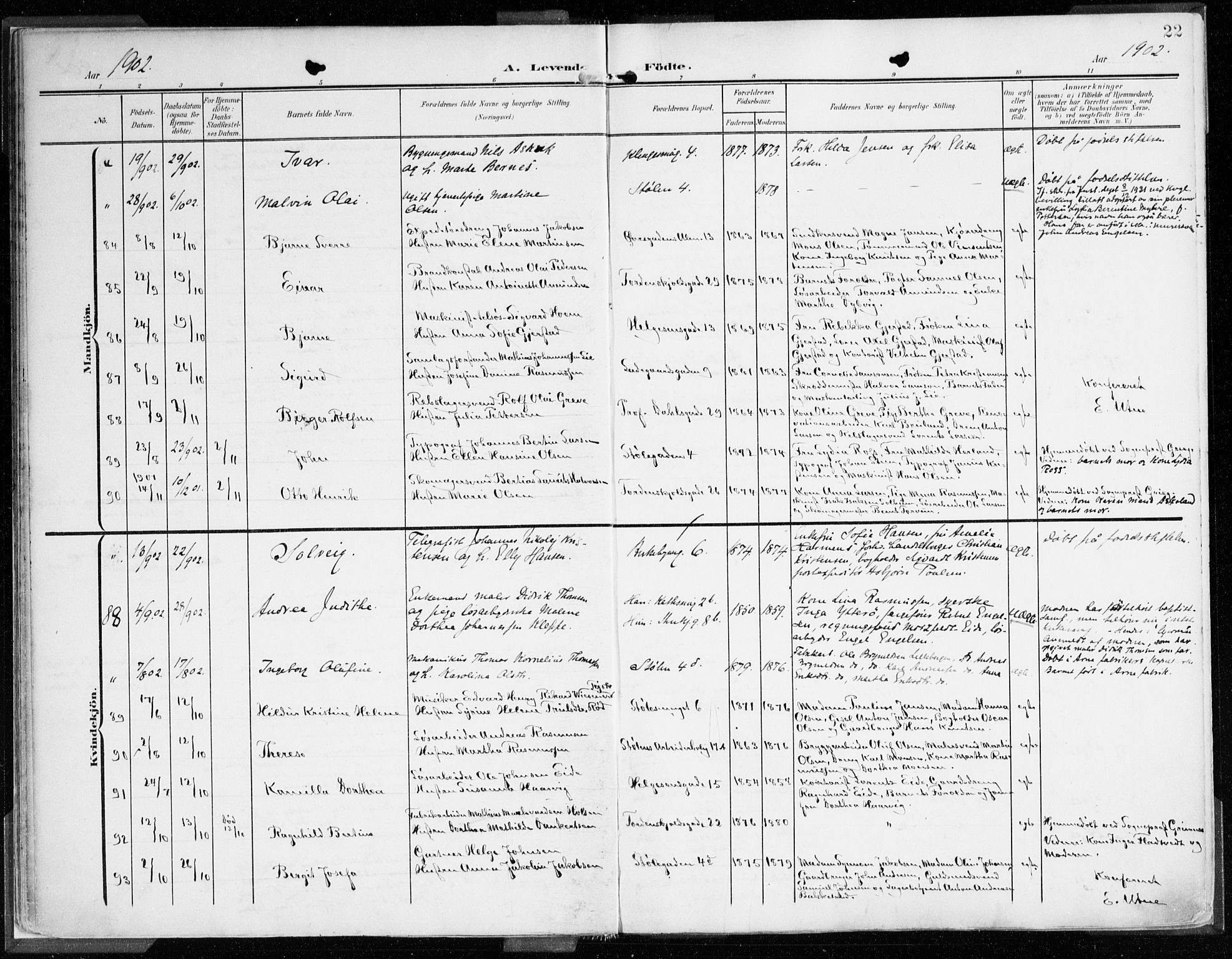 Mariakirken Sokneprestembete, AV/SAB-A-76901/H/Haa/L0010: Parish register (official) no. B 1, 1901-1915, p. 22