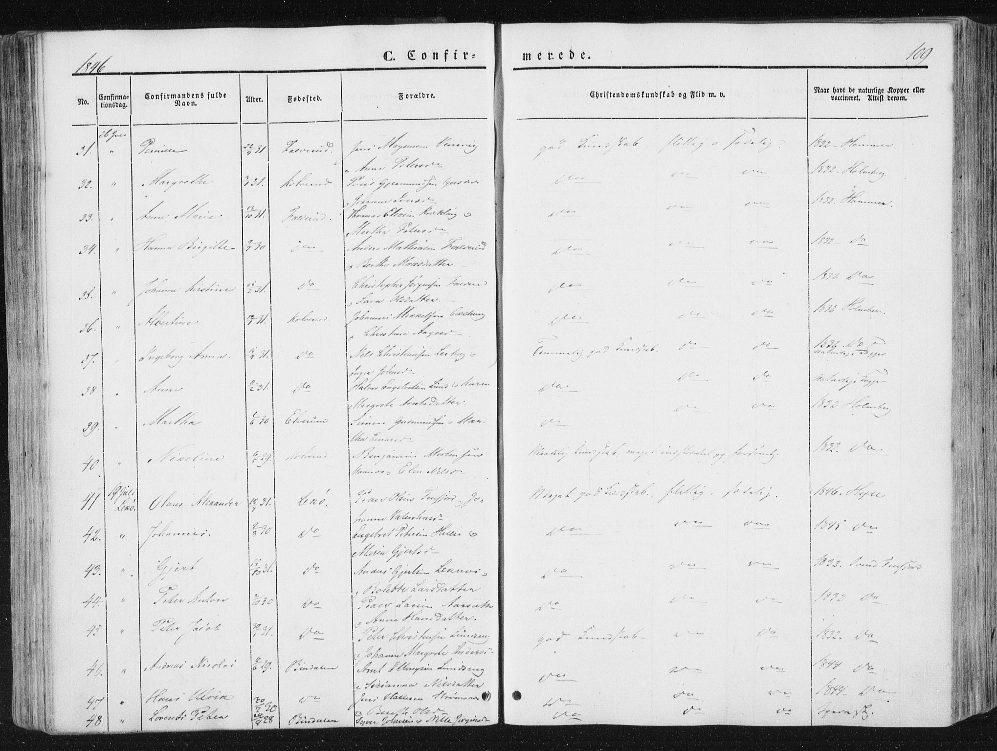 Ministerialprotokoller, klokkerbøker og fødselsregistre - Nord-Trøndelag, AV/SAT-A-1458/780/L0640: Parish register (official) no. 780A05, 1845-1856, p. 109