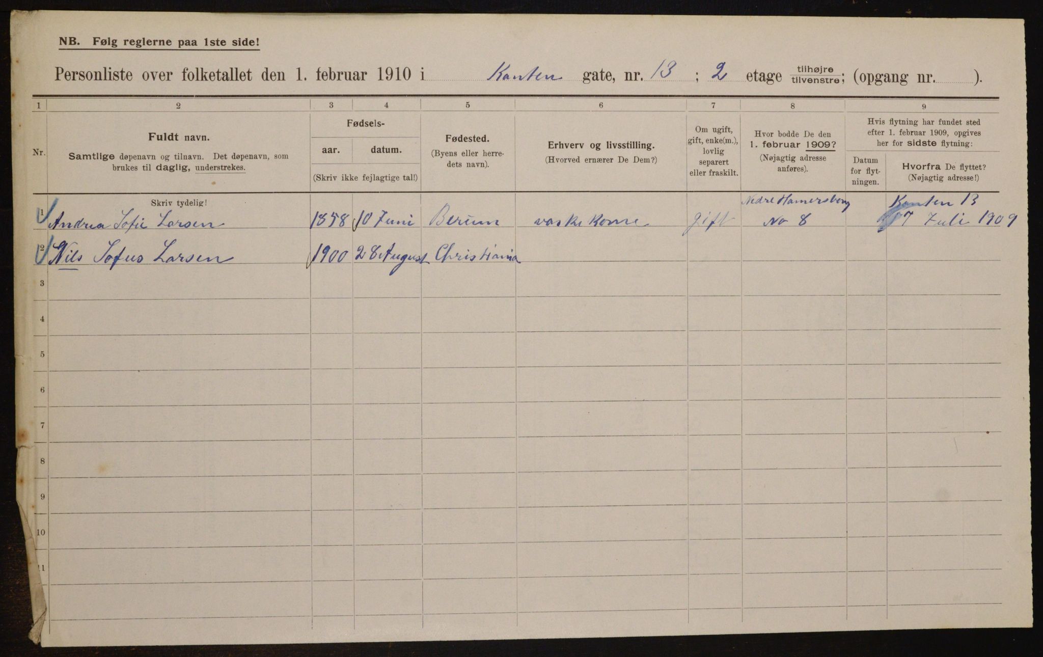 OBA, Municipal Census 1910 for Kristiania, 1910, p. 46851