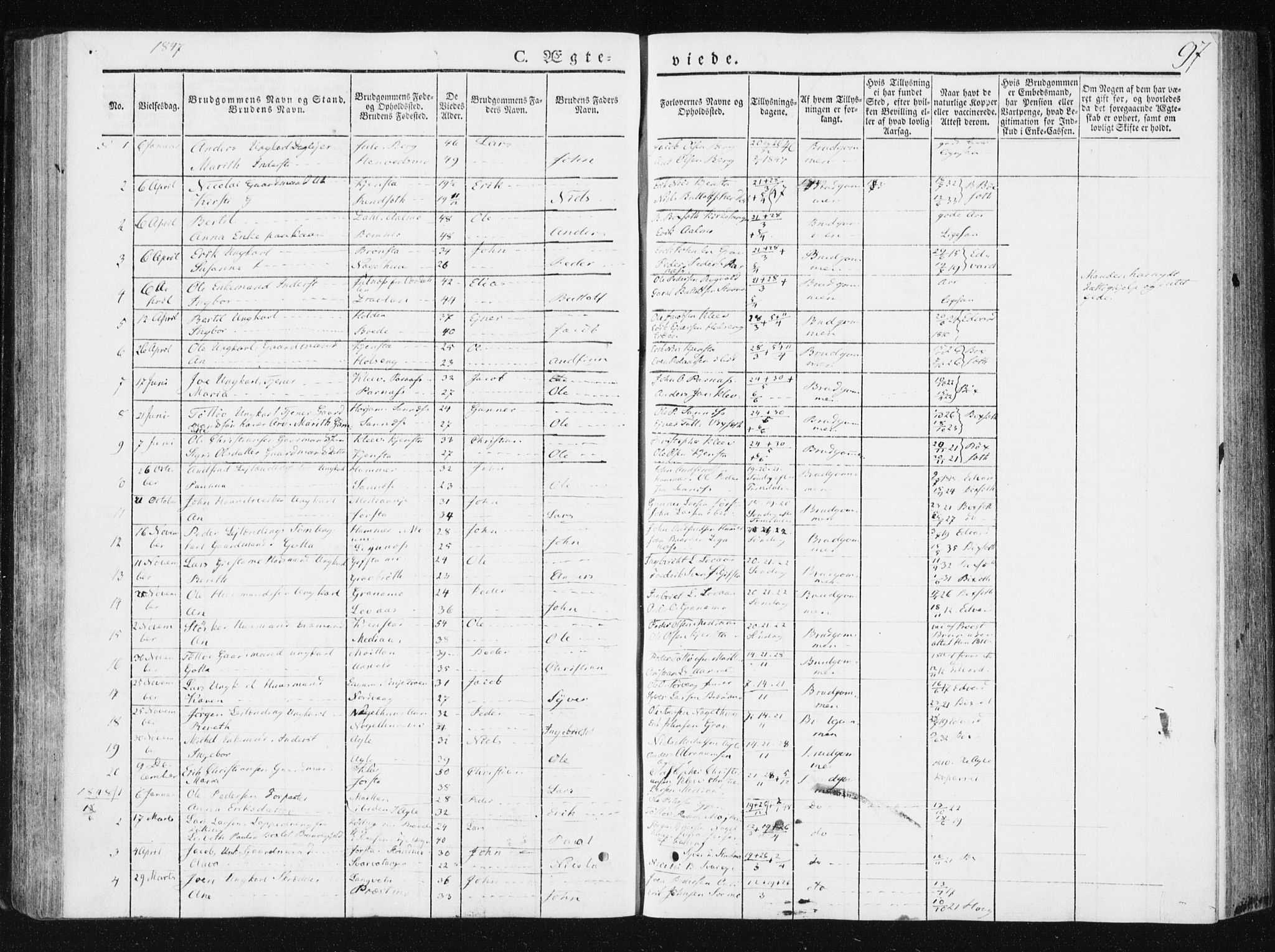 Ministerialprotokoller, klokkerbøker og fødselsregistre - Nord-Trøndelag, SAT/A-1458/749/L0470: Parish register (official) no. 749A04, 1834-1853, p. 97