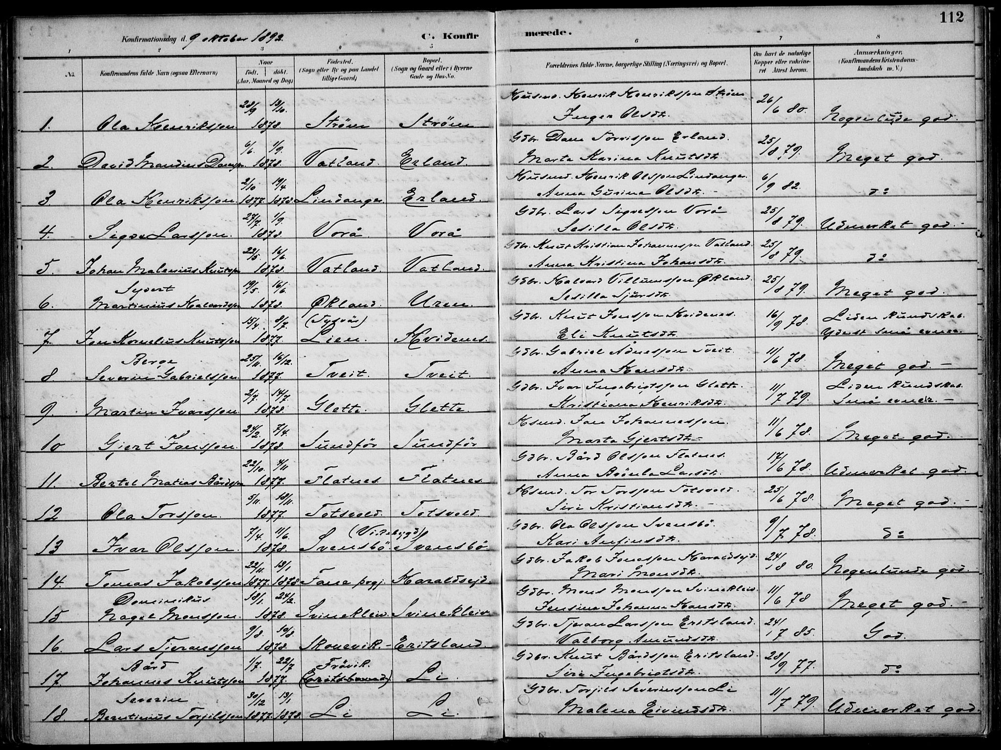 Skjold sokneprestkontor, SAST/A-101847/H/Ha/Haa/L0010: Parish register (official) no. A 10, 1882-1897, p. 112