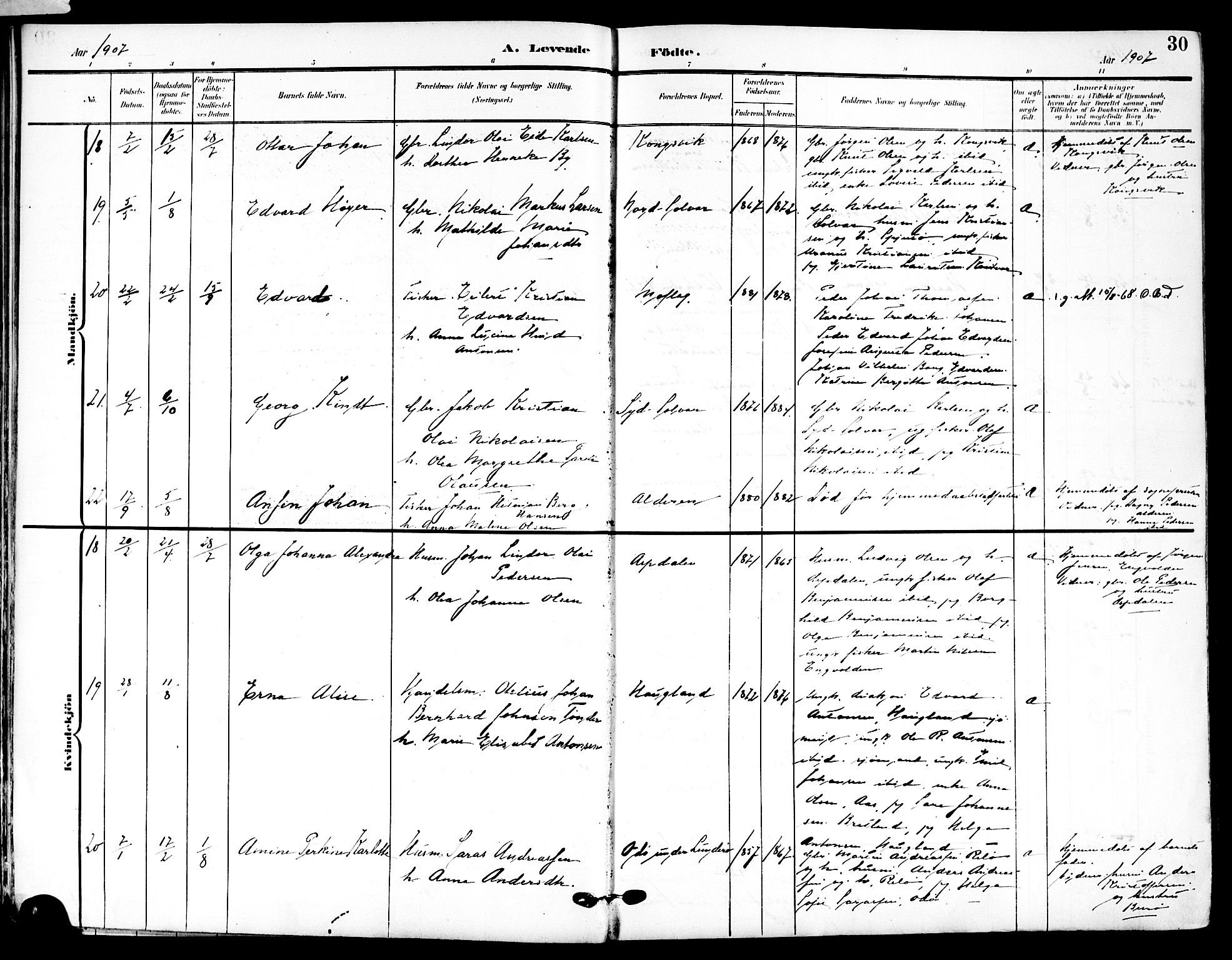 Ministerialprotokoller, klokkerbøker og fødselsregistre - Nordland, AV/SAT-A-1459/839/L0569: Parish register (official) no. 839A06, 1903-1922, p. 30