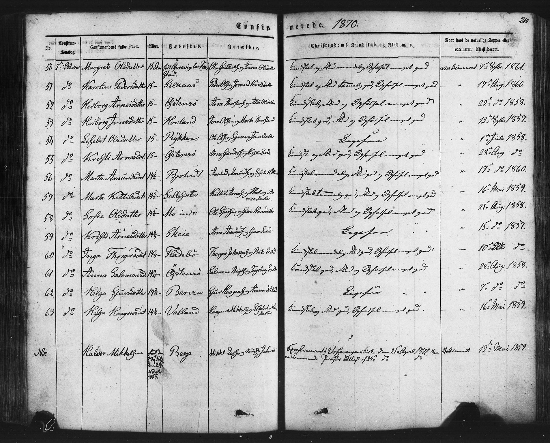 Kvam sokneprestembete, AV/SAB-A-76201/H/Haa: Parish register (official) no. A 9, 1864-1879, p. 210