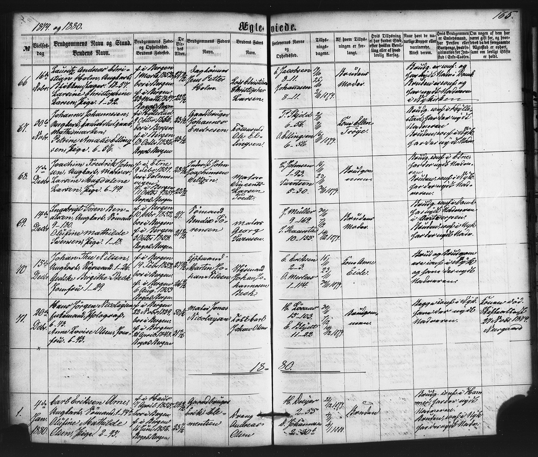 Nykirken Sokneprestembete, SAB/A-77101/H/Haa/L0032: Parish register (official) no. D 2, 1861-1883, p. 165