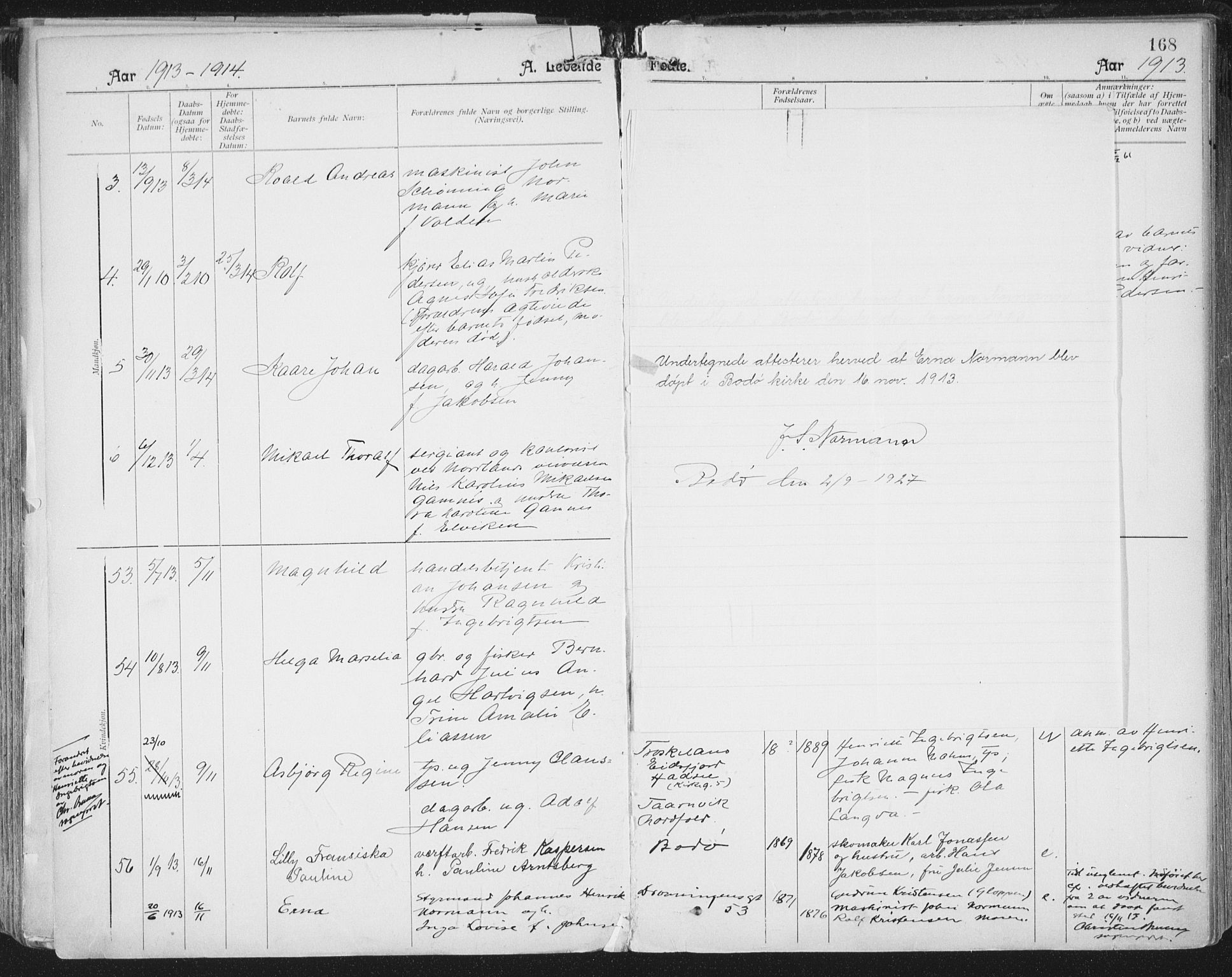 Ministerialprotokoller, klokkerbøker og fødselsregistre - Nordland, SAT/A-1459/801/L0011: Parish register (official) no. 801A11, 1900-1916, p. 168