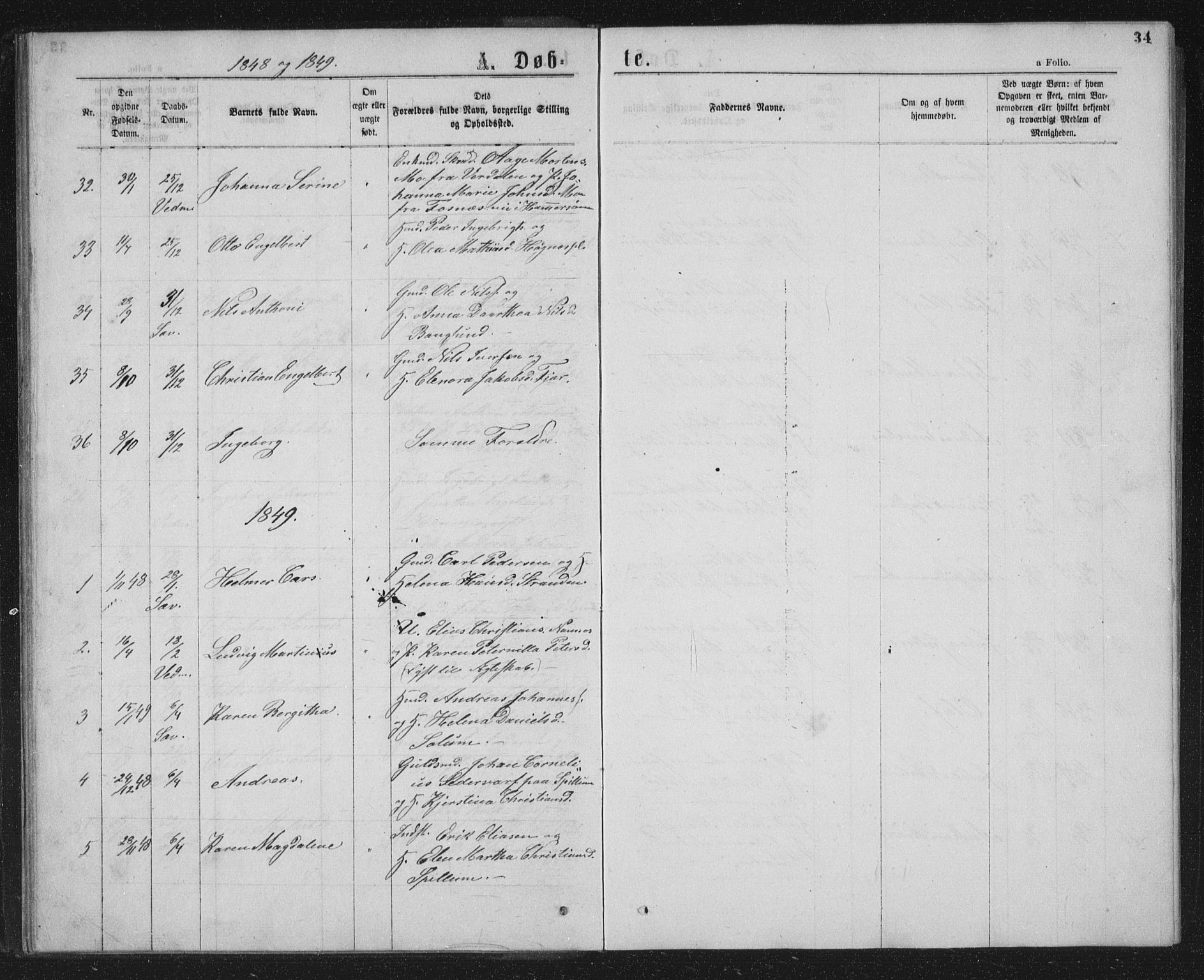 Ministerialprotokoller, klokkerbøker og fødselsregistre - Nord-Trøndelag, AV/SAT-A-1458/768/L0566: Parish register (official) no. 768A01, 1836-1865, p. 34