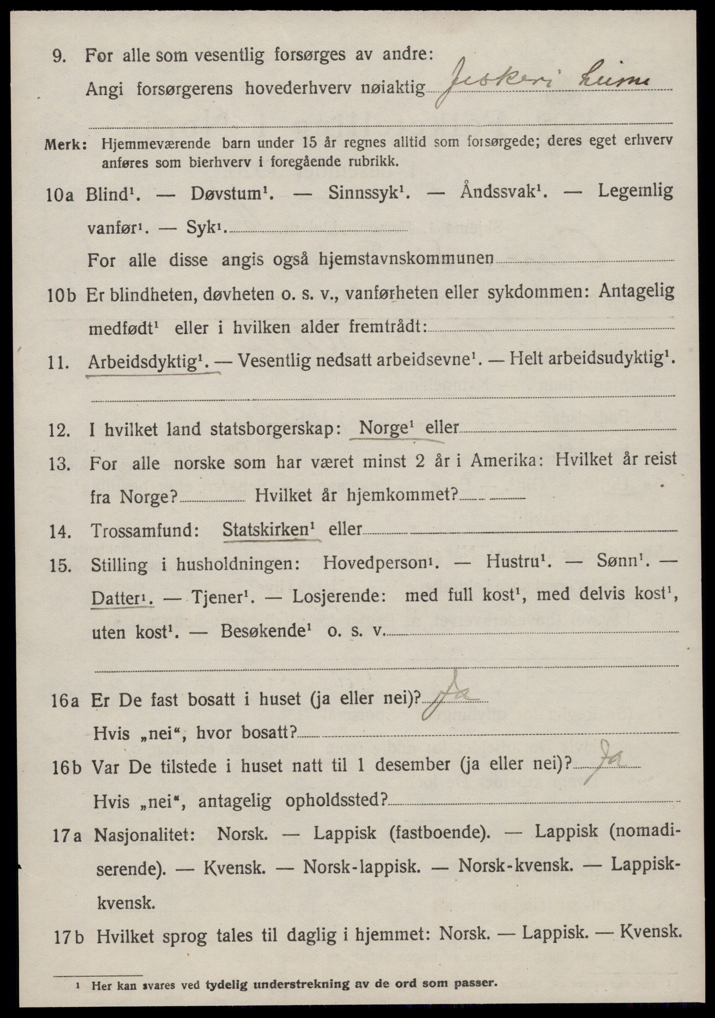 SAT, 1920 census for Osen, 1920, p. 1158