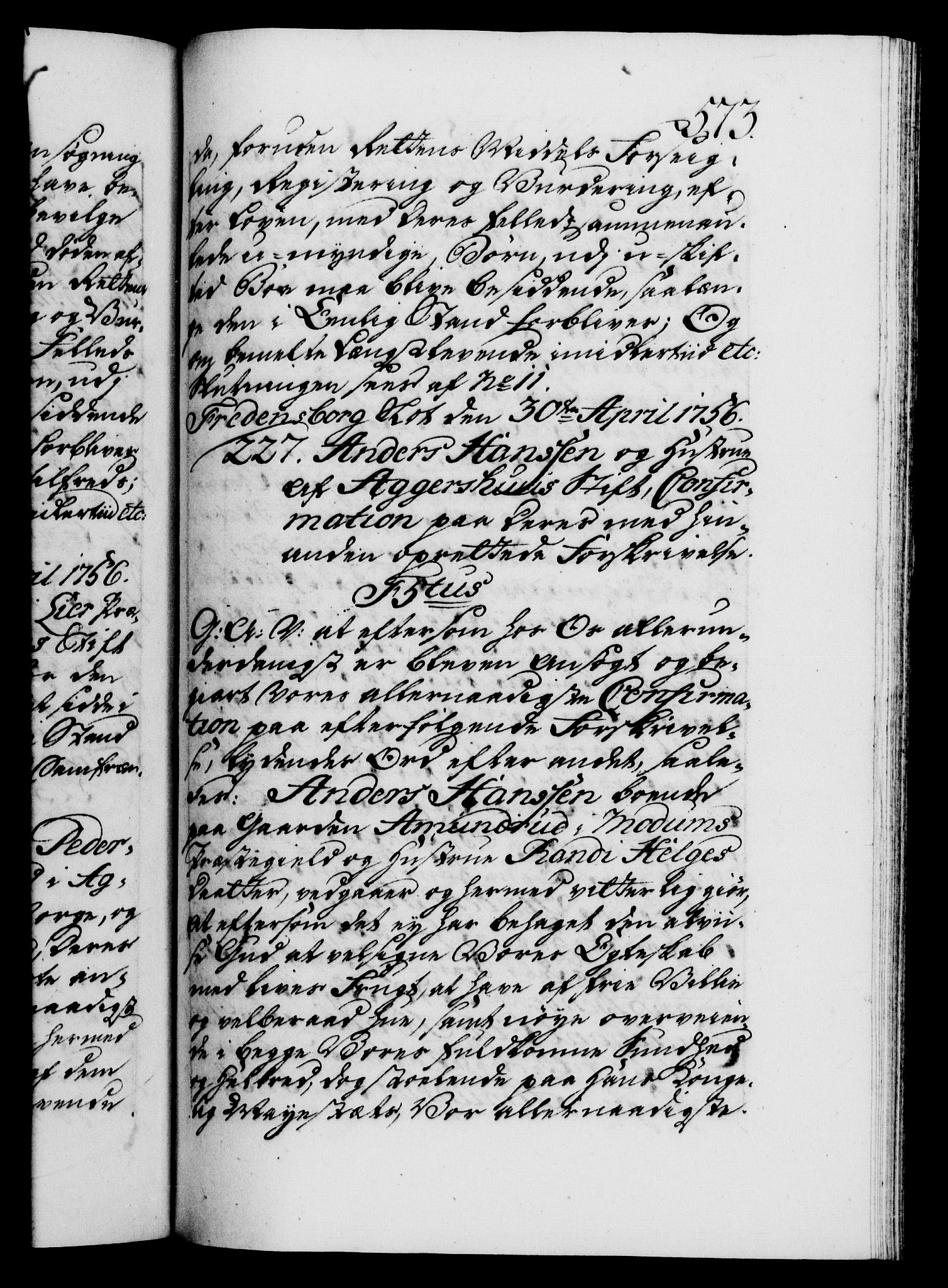 Danske Kanselli 1572-1799, AV/RA-EA-3023/F/Fc/Fca/Fcaa/L0039: Norske registre, 1755-1756, p. 573a