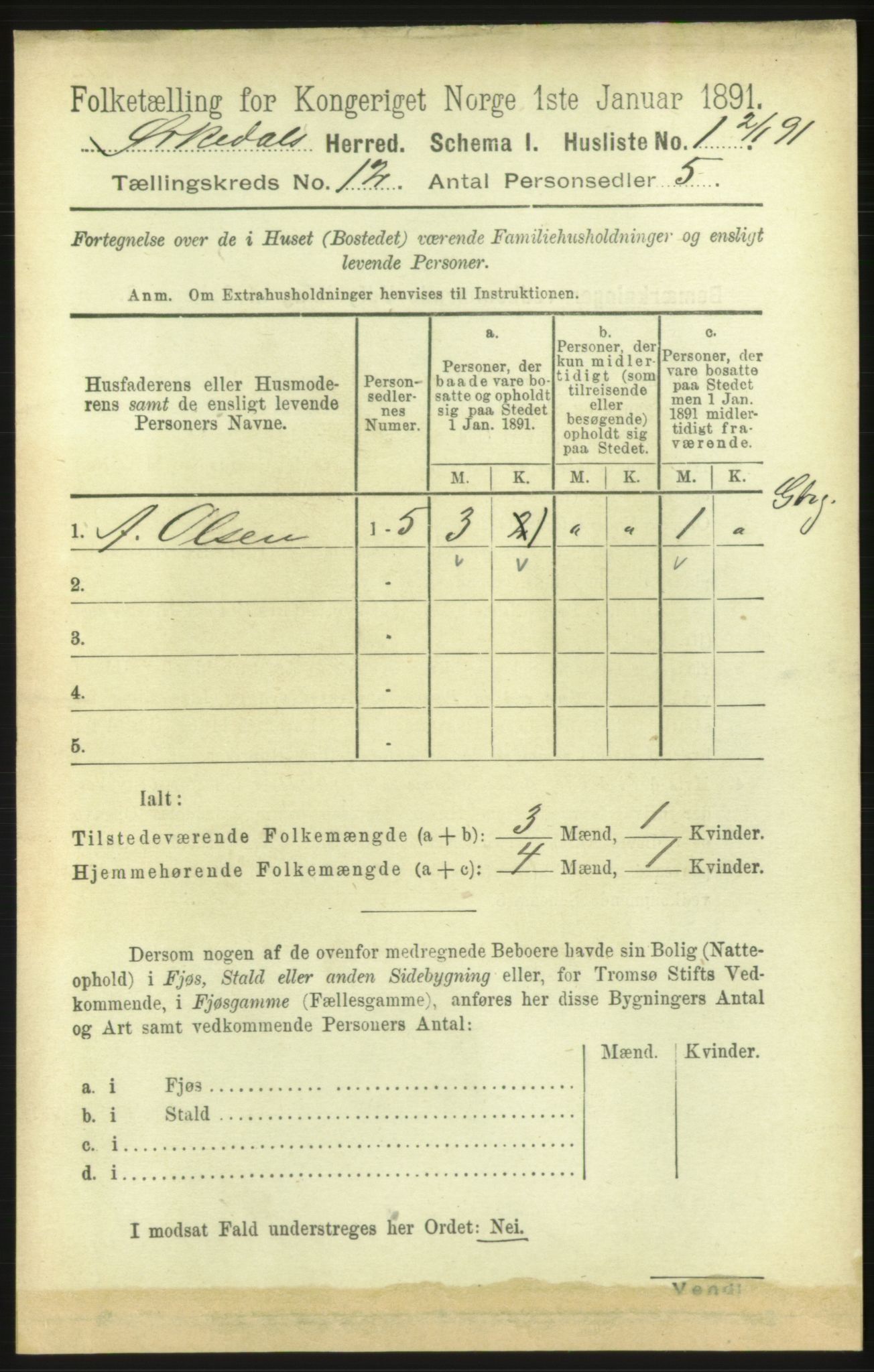 RA, 1891 census for 1638 Orkdal, 1891, p. 5515