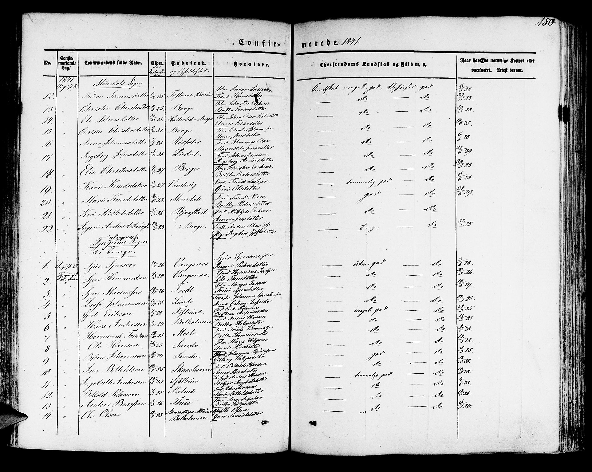 Leikanger sokneprestembete, SAB/A-81001: Parish register (official) no. A 7, 1838-1851, p. 180