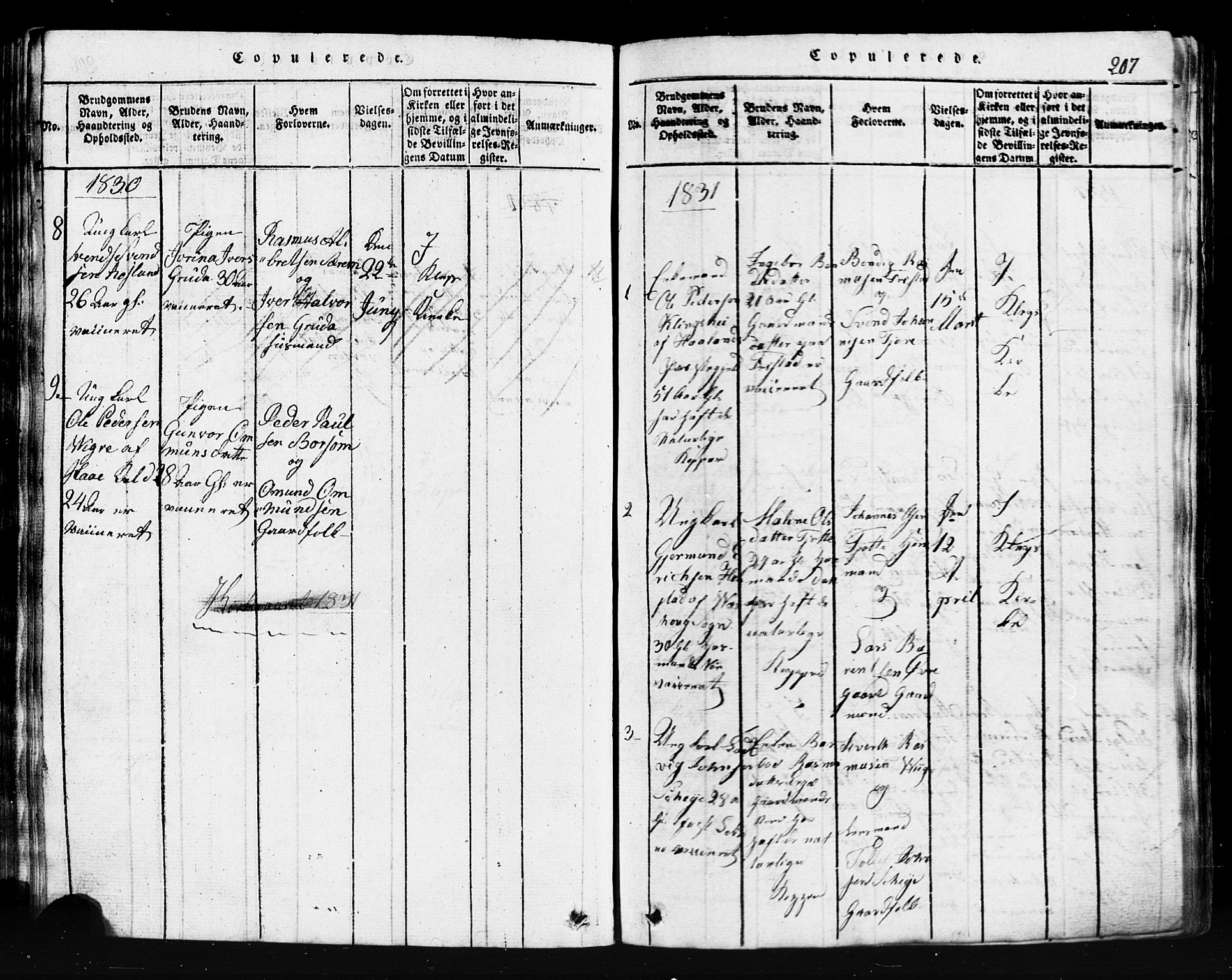 Klepp sokneprestkontor, SAST/A-101803/001/3/30BB/L0001: Parish register (copy) no.  B 1, 1816-1859, p. 207