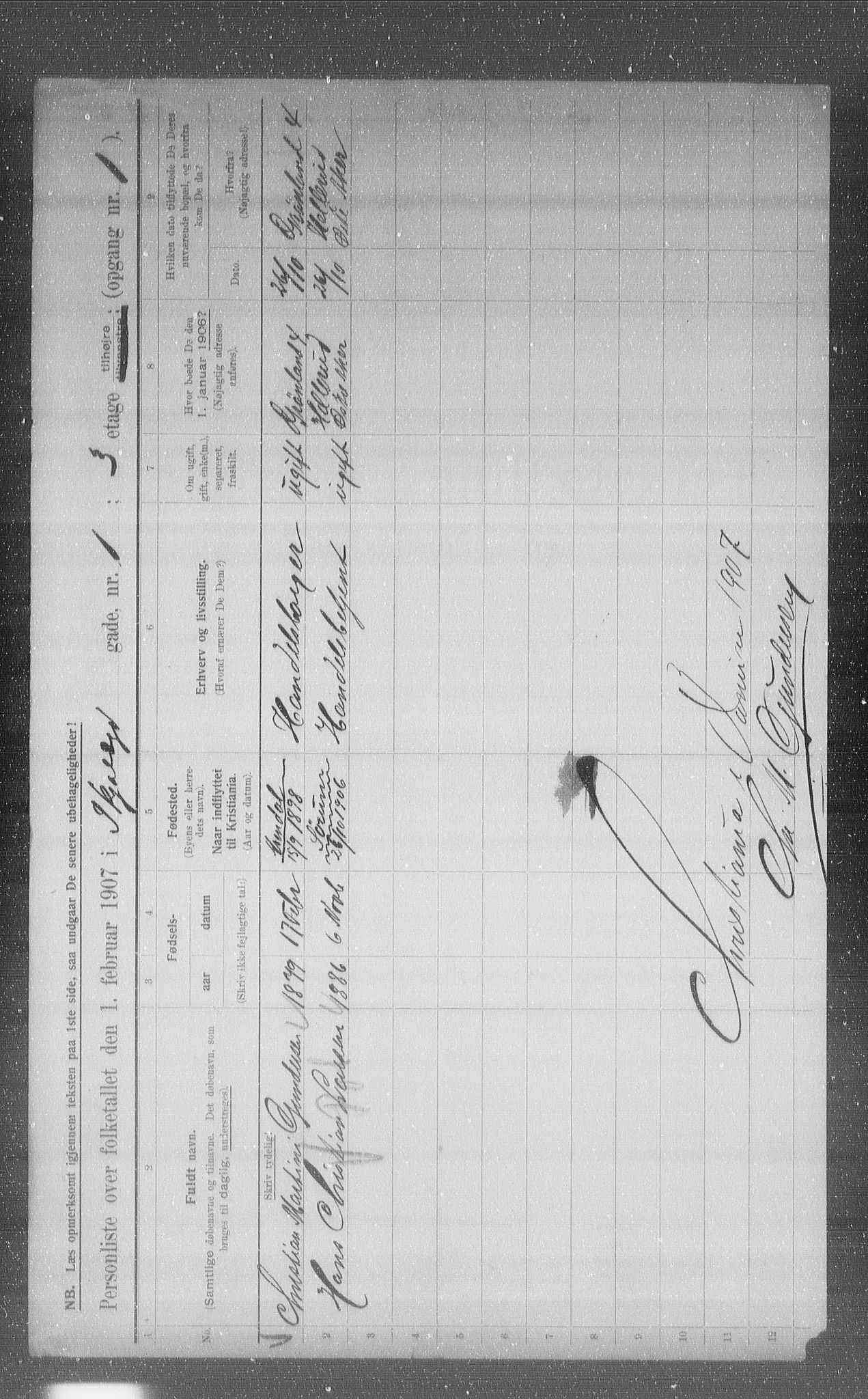 OBA, Municipal Census 1907 for Kristiania, 1907, p. 49103