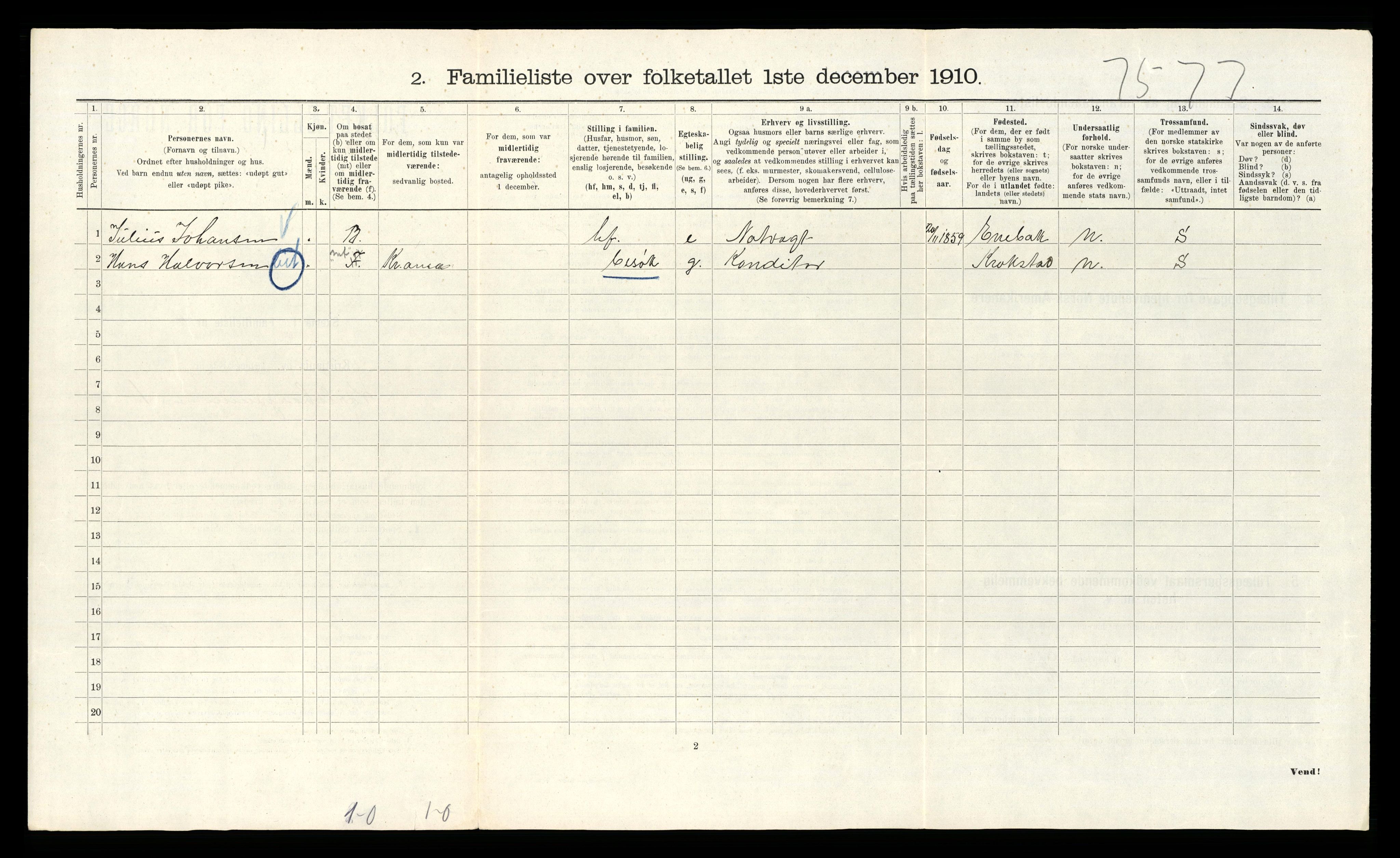 RA, 1910 census for Kristiania, 1910, p. 47736