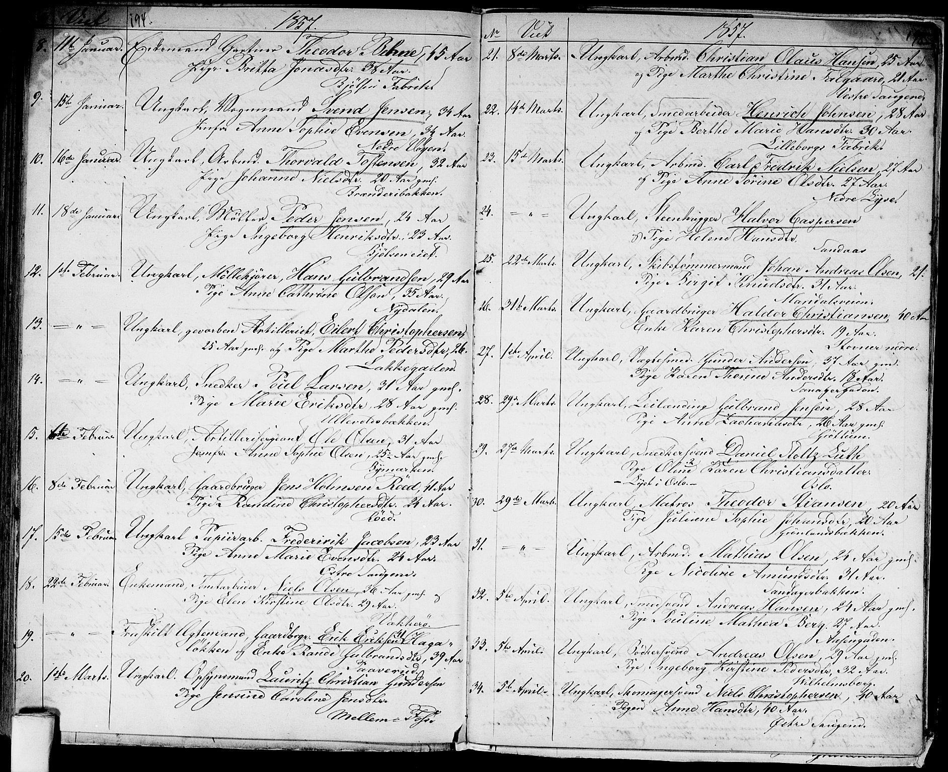 Aker prestekontor kirkebøker, AV/SAO-A-10861/G/L0011: Parish register (copy) no. 11, 1846-1859, p. 194-195