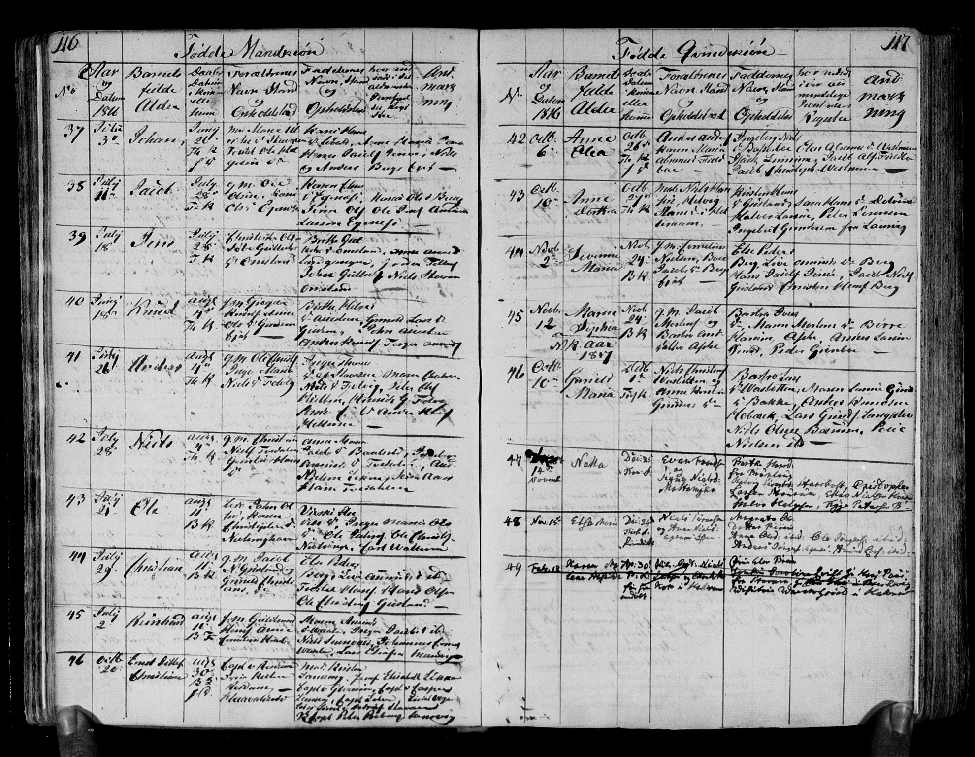 Brunlanes kirkebøker, AV/SAKO-A-342/F/Fa/L0002: Parish register (official) no. I 2, 1802-1834, p. 116-117