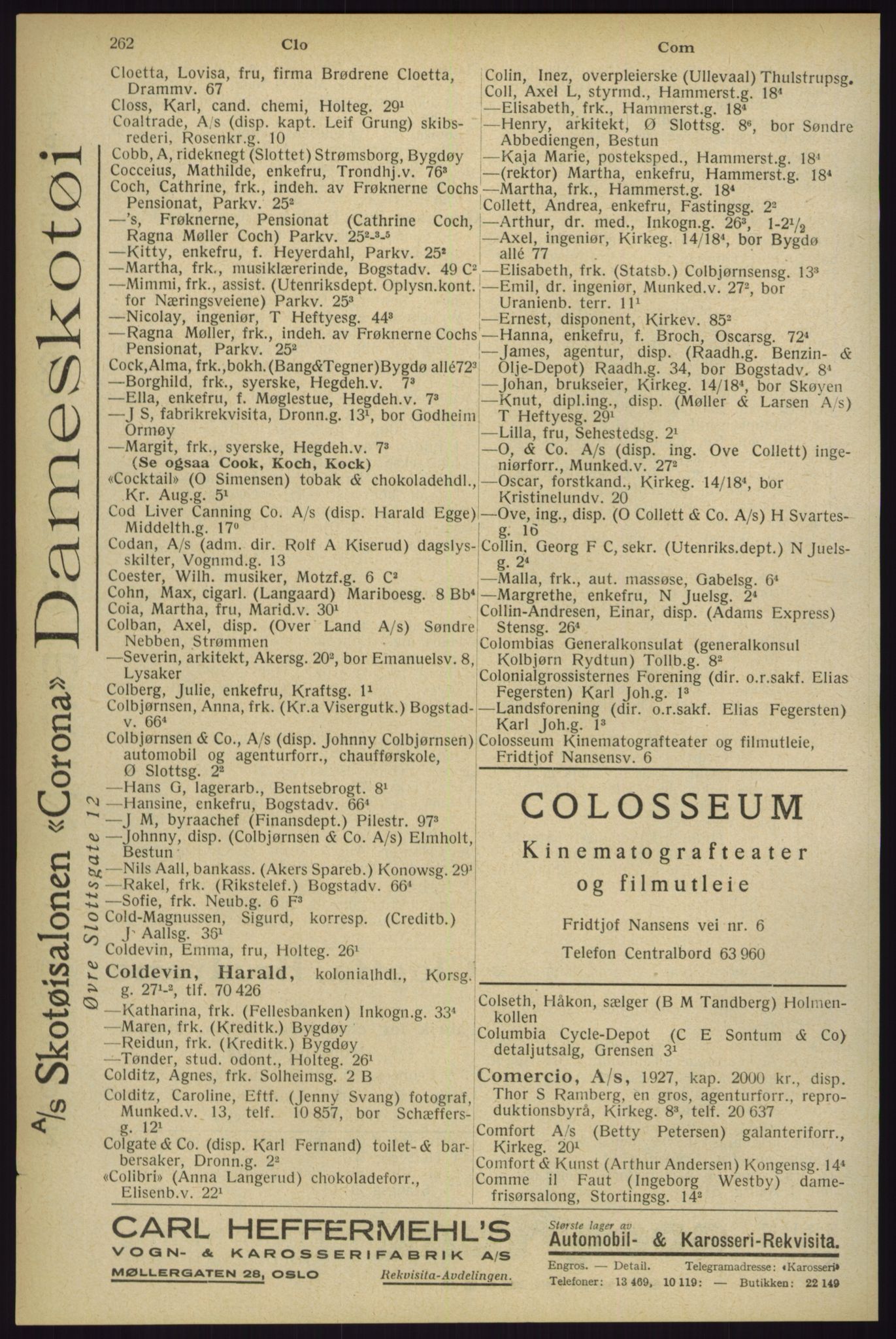 Kristiania/Oslo adressebok, PUBL/-, 1929, p. 262