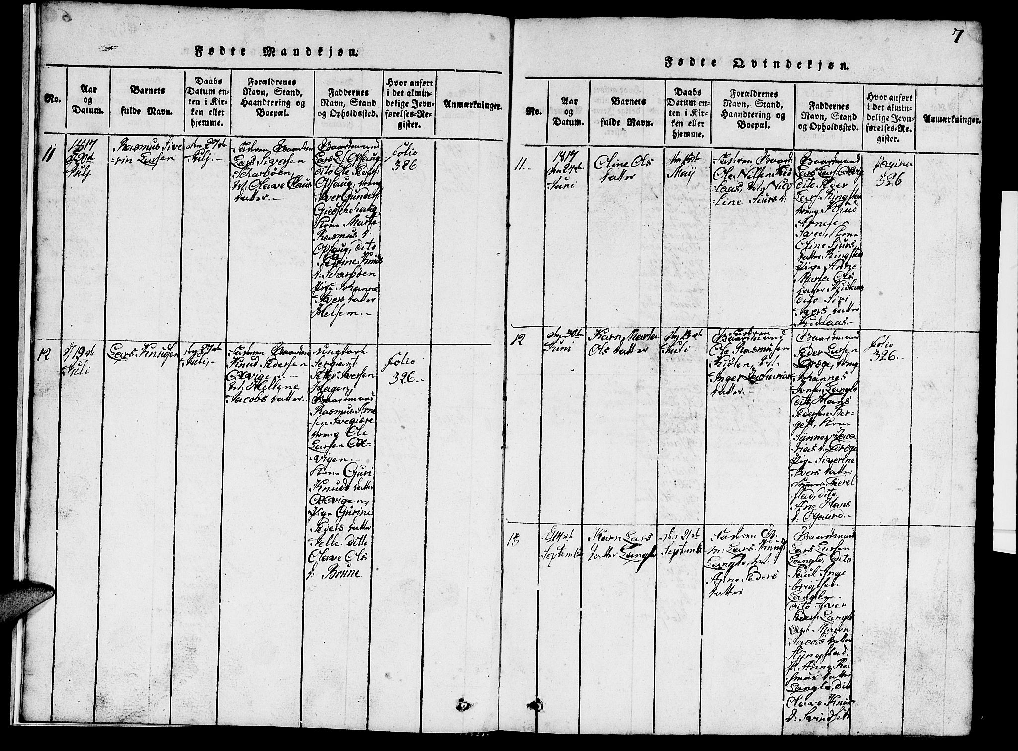 Ministerialprotokoller, klokkerbøker og fødselsregistre - Møre og Romsdal, AV/SAT-A-1454/520/L0289: Parish register (copy) no. 520C01, 1817-1837, p. 7