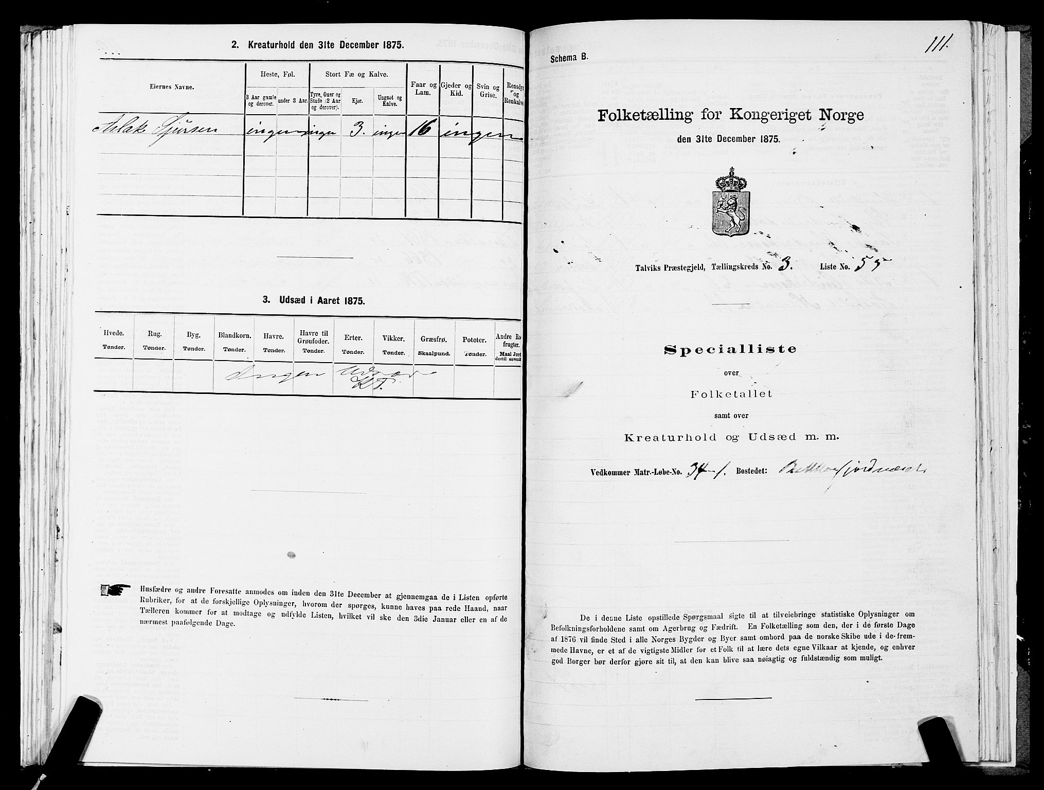 SATØ, 1875 census for 2013P Talvik, 1875, p. 2111