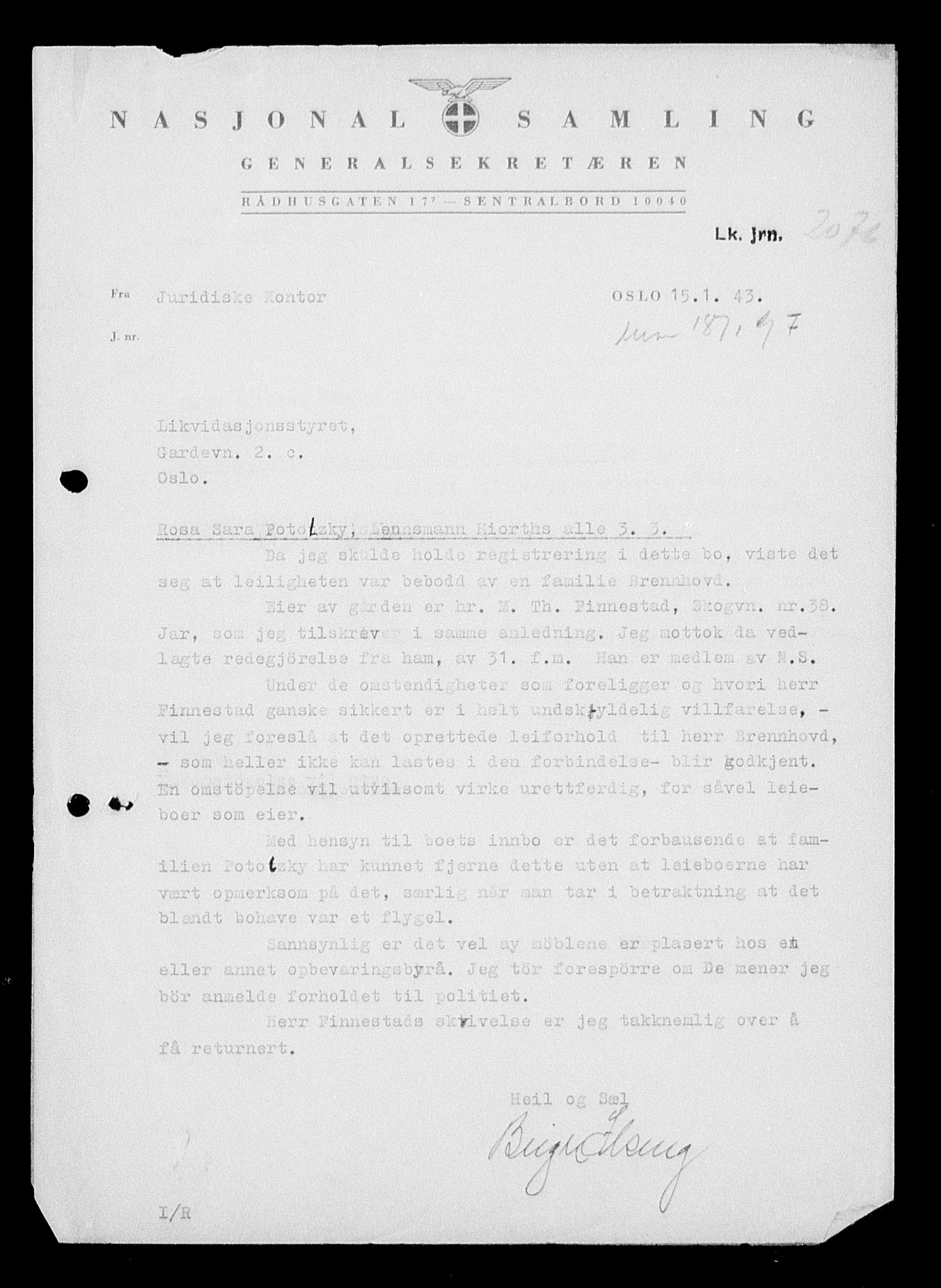 Justisdepartementet, Tilbakeføringskontoret for inndratte formuer, AV/RA-S-1564/H/Hc/Hcc/L0970: --, 1945-1947, p. 576