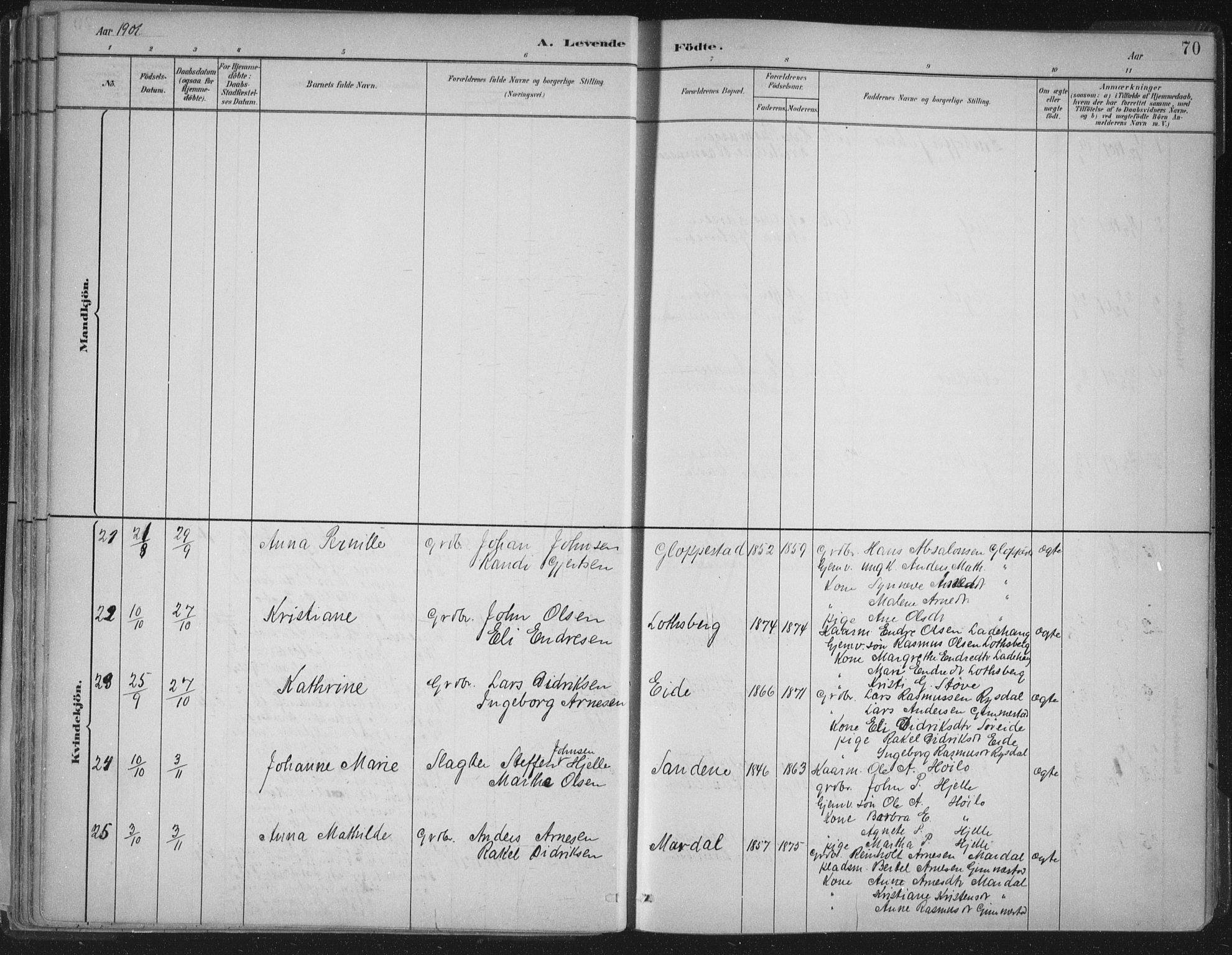 Gloppen sokneprestembete, AV/SAB-A-80101/H/Haa/Haab/L0001: Parish register (official) no. B  1, 1885-1905, p. 70