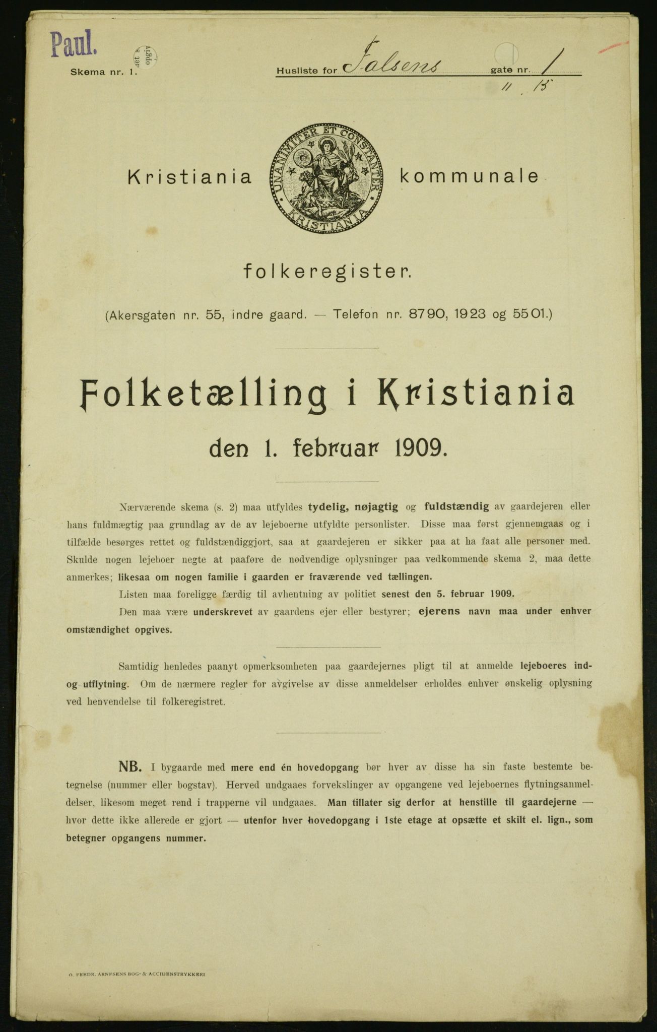 OBA, Municipal Census 1909 for Kristiania, 1909, p. 20967