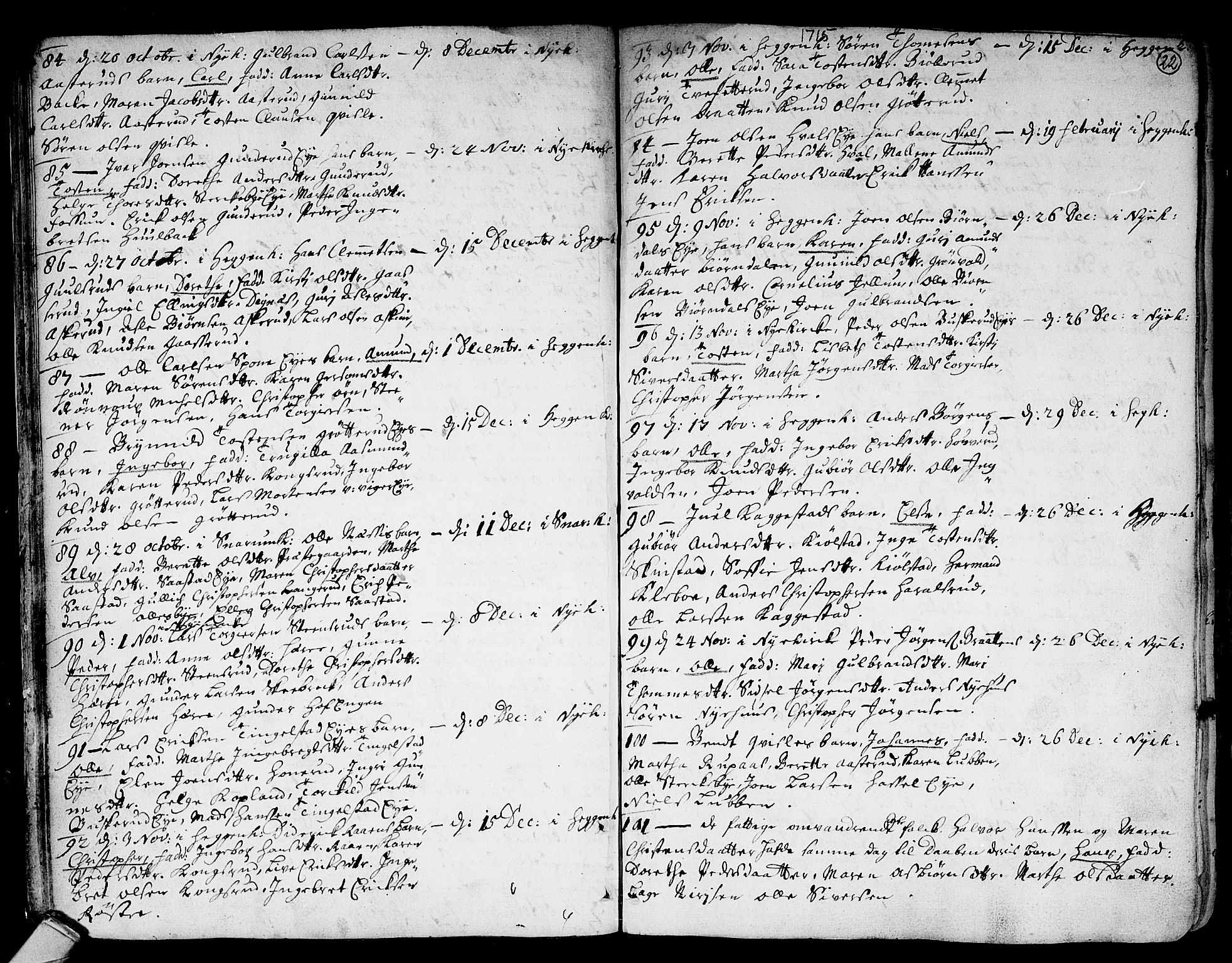 Modum kirkebøker, SAKO/A-234/F/Fa/L0001: Parish register (official) no. 1, 1712-1740, p. 22
