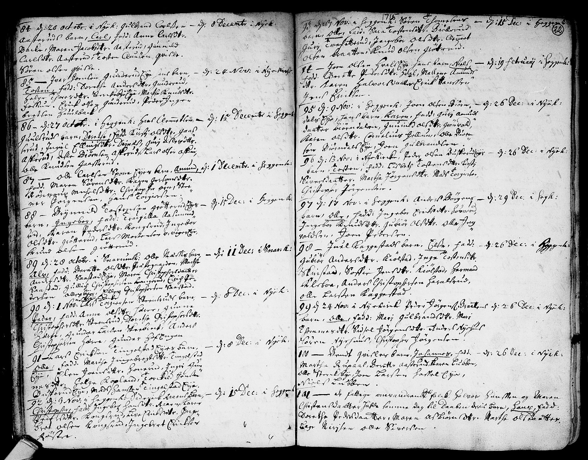 Modum kirkebøker, AV/SAKO-A-234/F/Fa/L0001: Parish register (official) no. 1, 1712-1740, p. 22