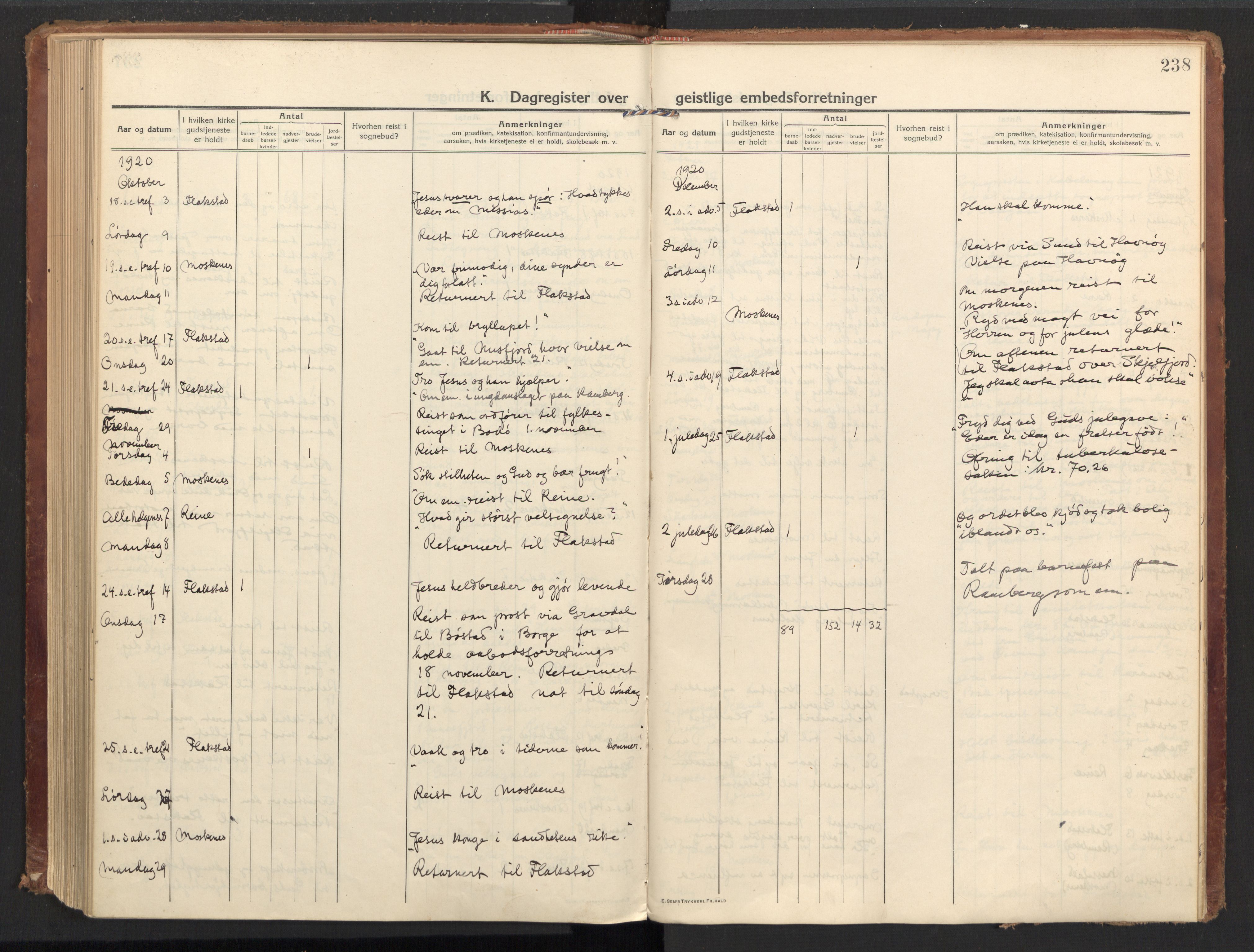 Ministerialprotokoller, klokkerbøker og fødselsregistre - Nordland, AV/SAT-A-1459/885/L1210: Parish register (official) no. 885A10, 1916-1926, p. 238