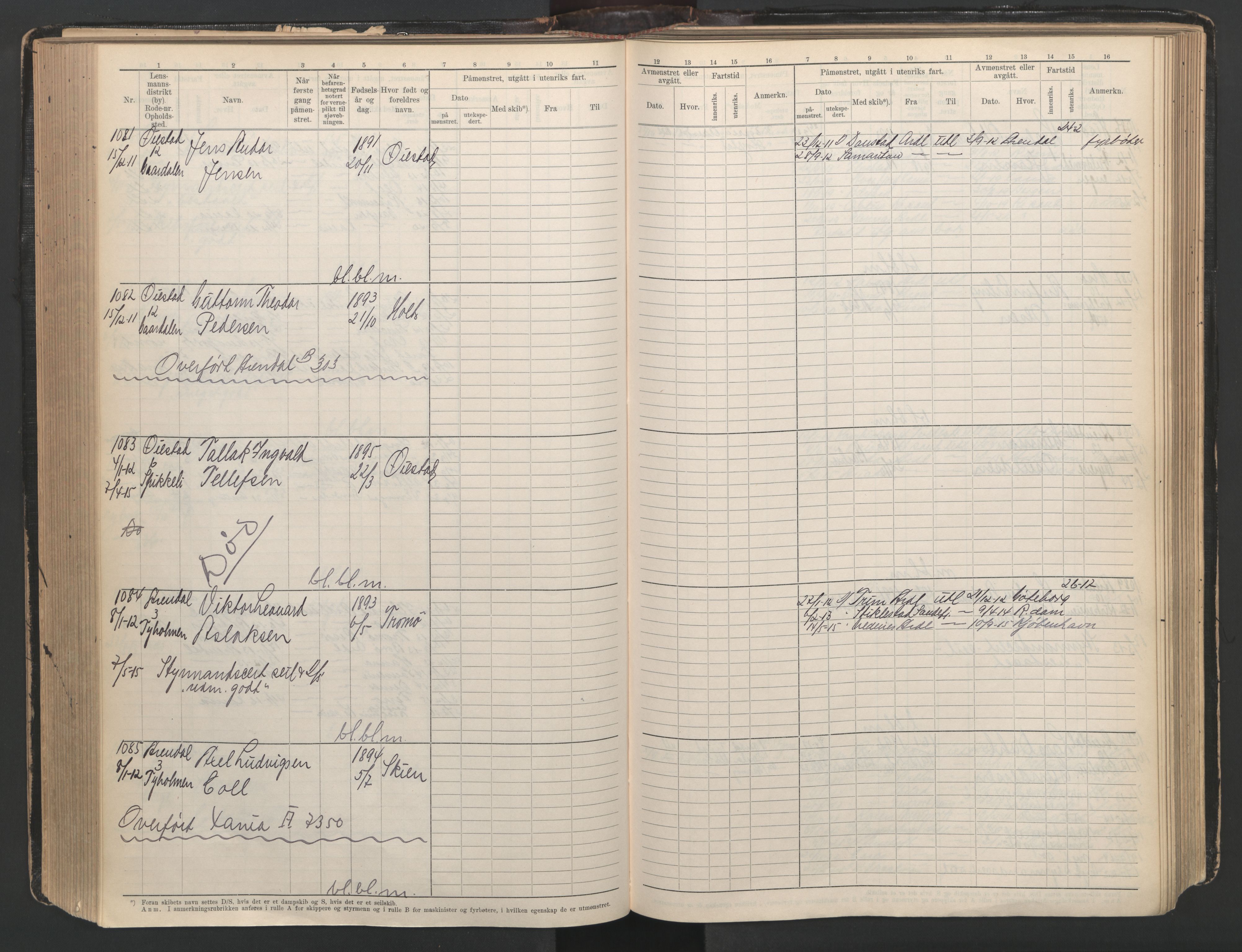 Arendal mønstringskrets, AV/SAK-2031-0012/F/Fb/L0003: Hovedrulle A nr 1-2495, E-4, 1899-1949, p. 223