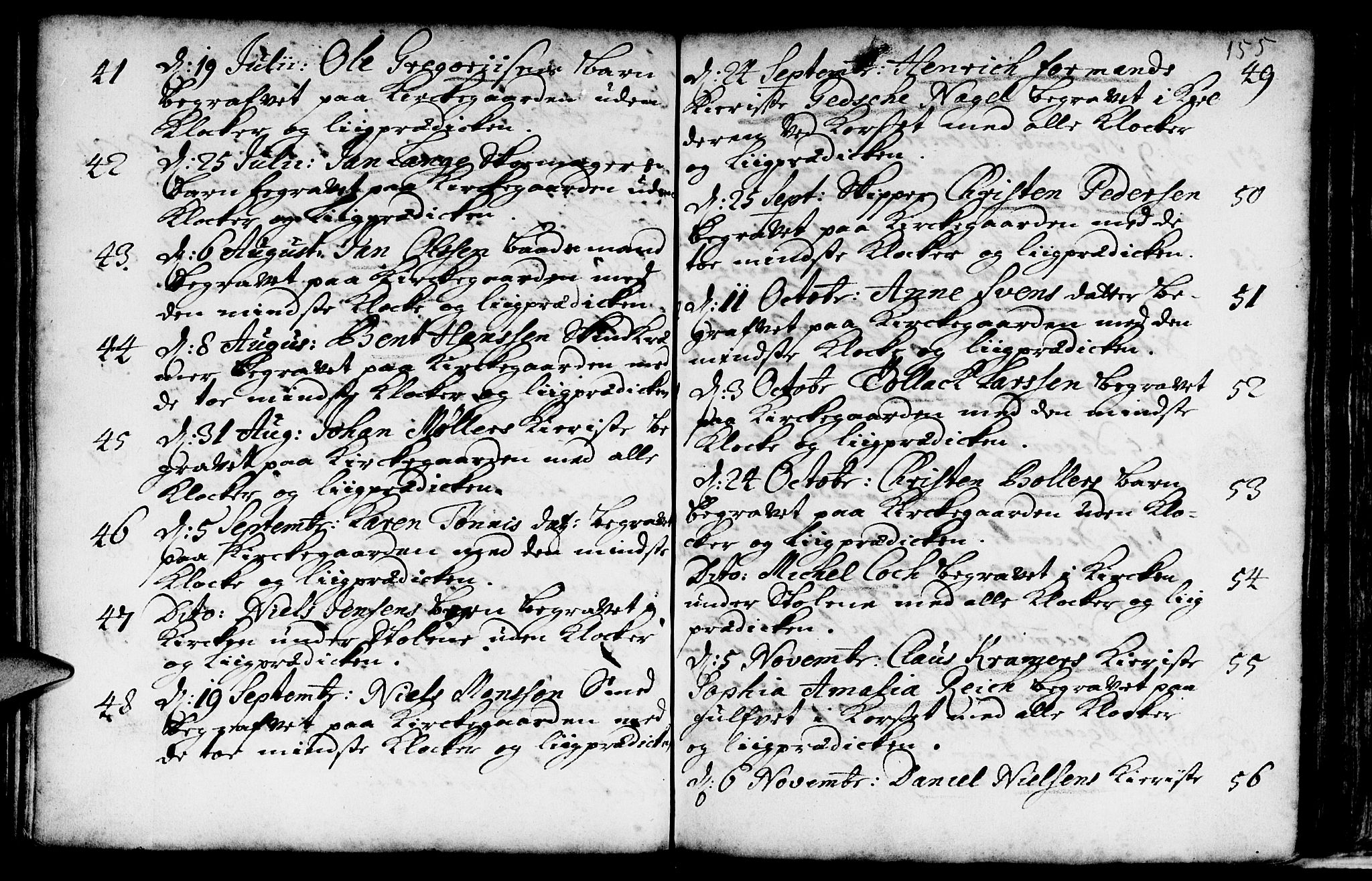 Nykirken Sokneprestembete, AV/SAB-A-77101/H/Haa/L0009: Parish register (official) no. A 9, 1689-1759, p. 155