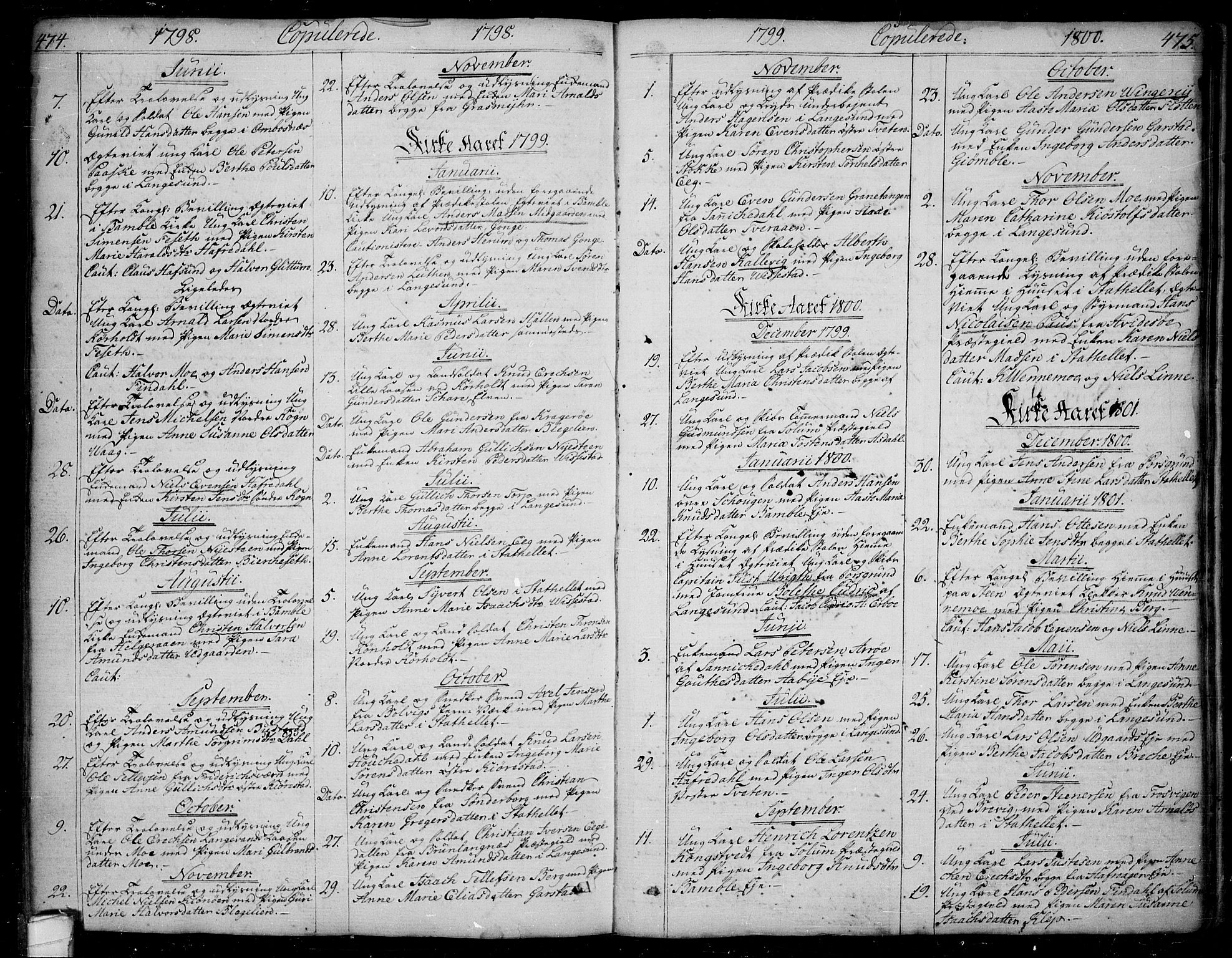 Bamble kirkebøker, SAKO/A-253/F/Fa/L0002: Parish register (official) no. I 2, 1775-1814, p. 474-475