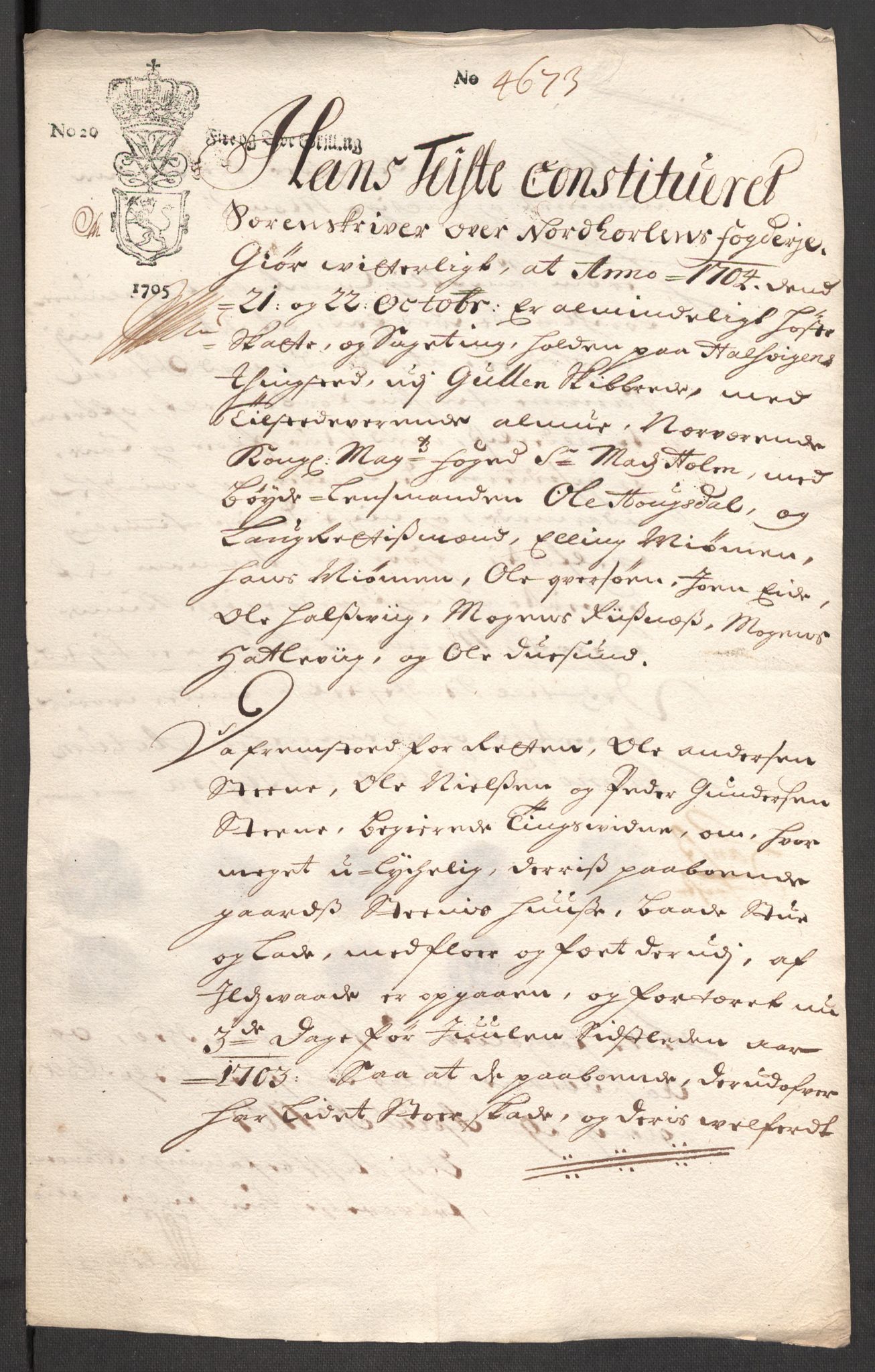 Rentekammeret inntil 1814, Reviderte regnskaper, Fogderegnskap, AV/RA-EA-4092/R51/L3187: Fogderegnskap Nordhordland og Voss, 1704-1705, p. 174