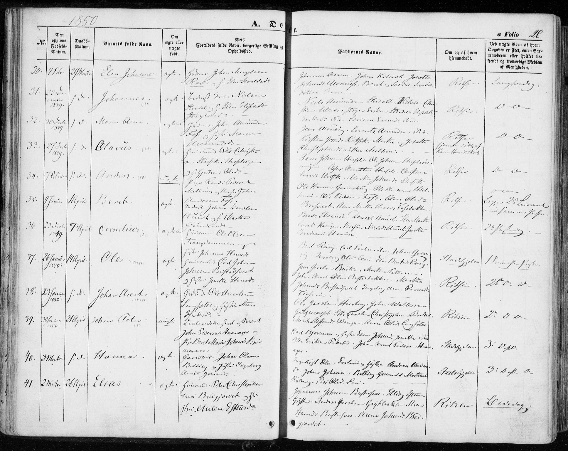 Ministerialprotokoller, klokkerbøker og fødselsregistre - Sør-Trøndelag, AV/SAT-A-1456/646/L0611: Parish register (official) no. 646A09, 1848-1857, p. 26