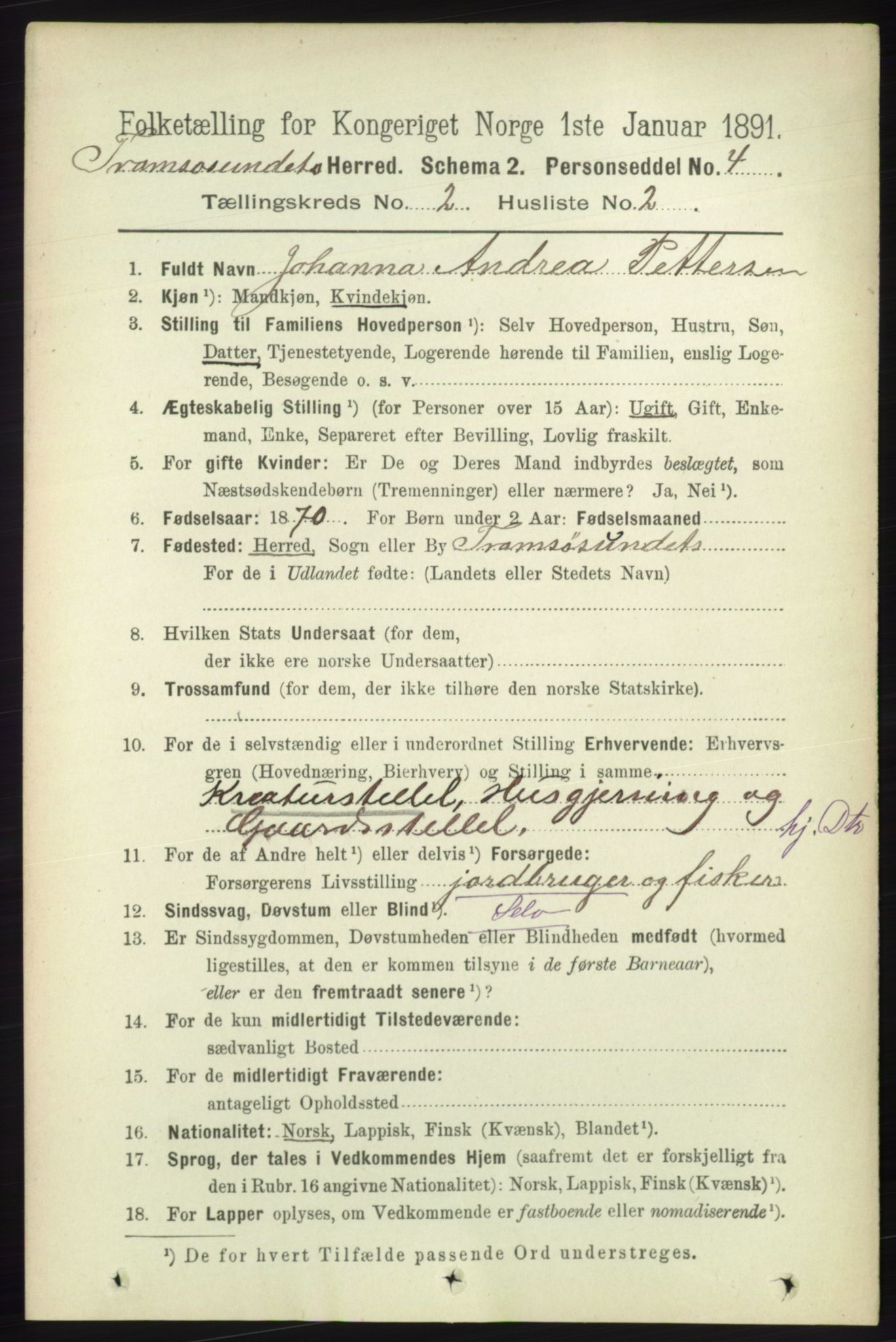 RA, 1891 census for 1934 Tromsøysund, 1891, p. 571