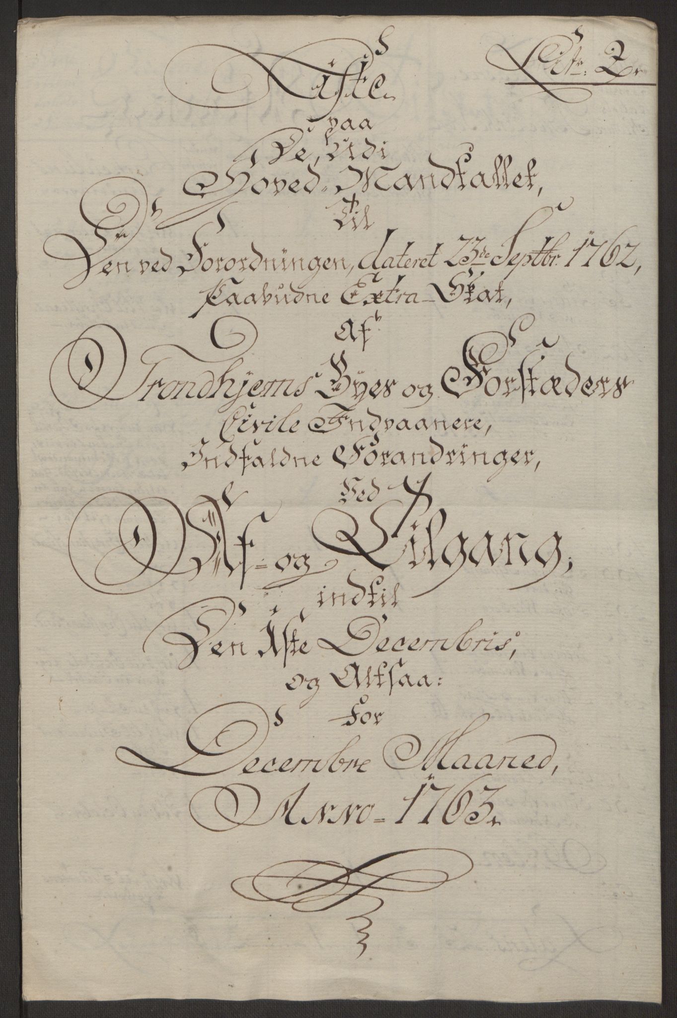 Rentekammeret inntil 1814, Reviderte regnskaper, Byregnskaper, AV/RA-EA-4066/R/Rs/L0516/0001: [S9] Kontribusjonsregnskap / Ekstraskatt, 1762-1767, p. 170