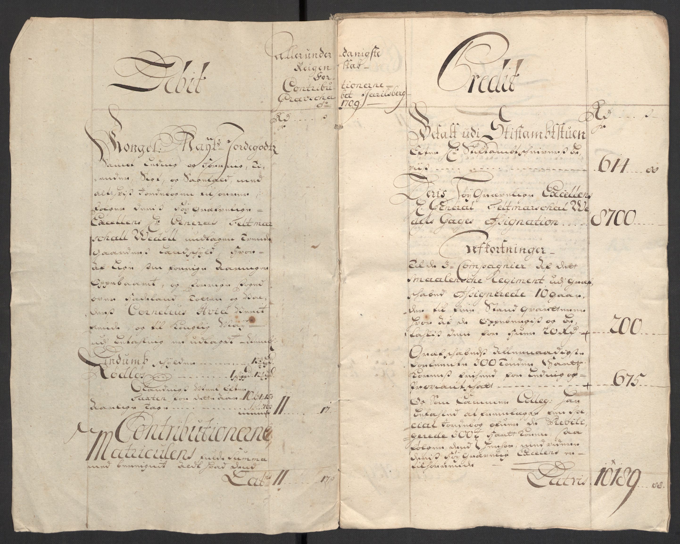 Rentekammeret inntil 1814, Reviderte regnskaper, Fogderegnskap, RA/EA-4092/R32/L1874: Fogderegnskap Jarlsberg grevskap, 1709, p. 4