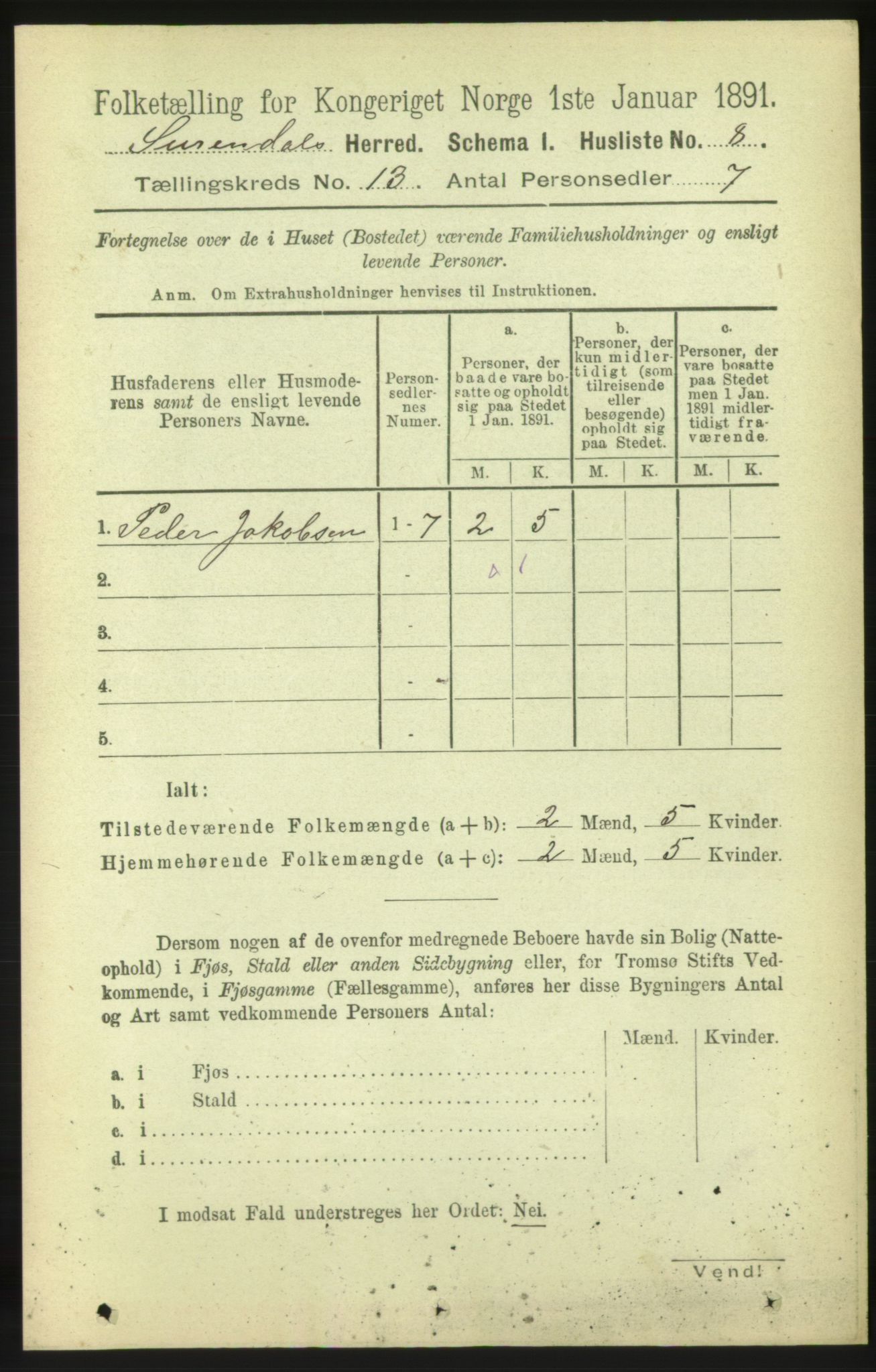 RA, 1891 census for 1566 Surnadal, 1891, p. 3115